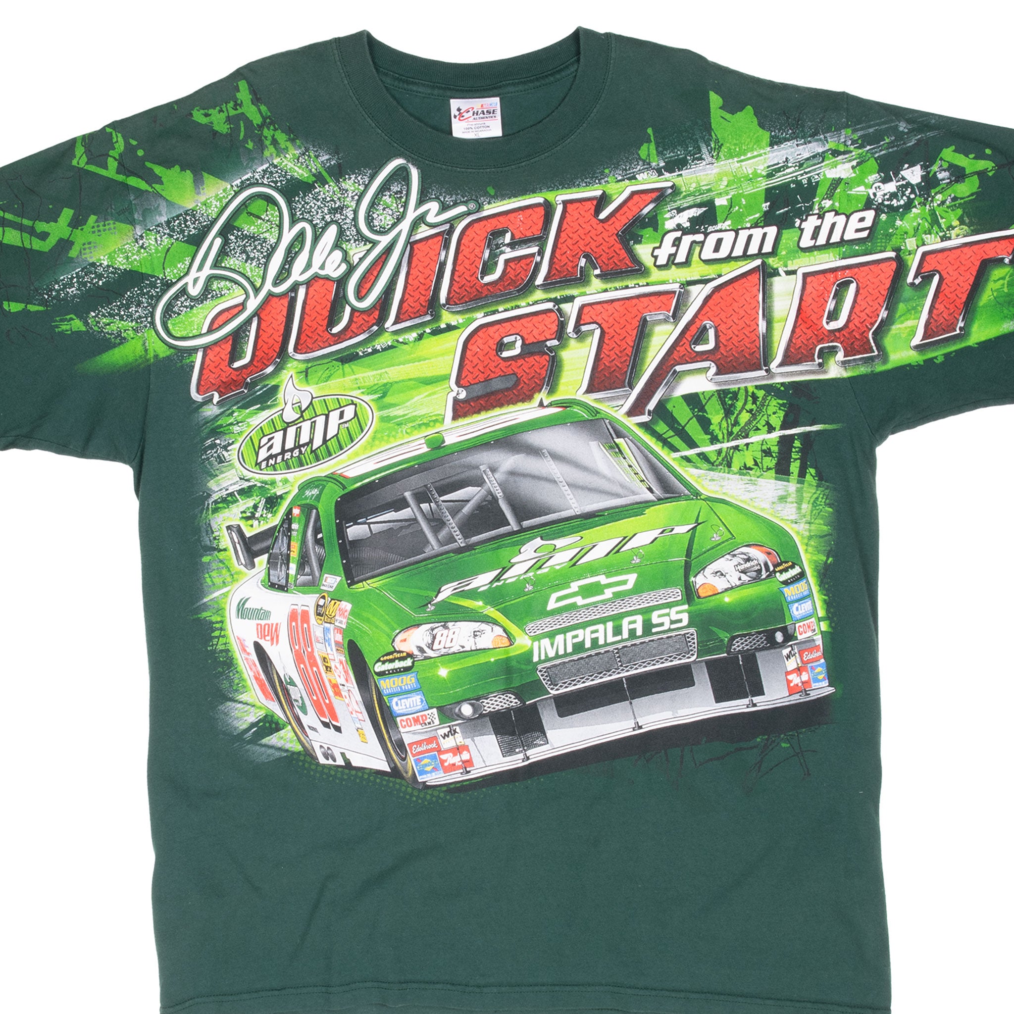 VINTAGE NASCAR DALE EARNHARDT JR ALL OVER PRINT TEE SHIRT 2000S XL