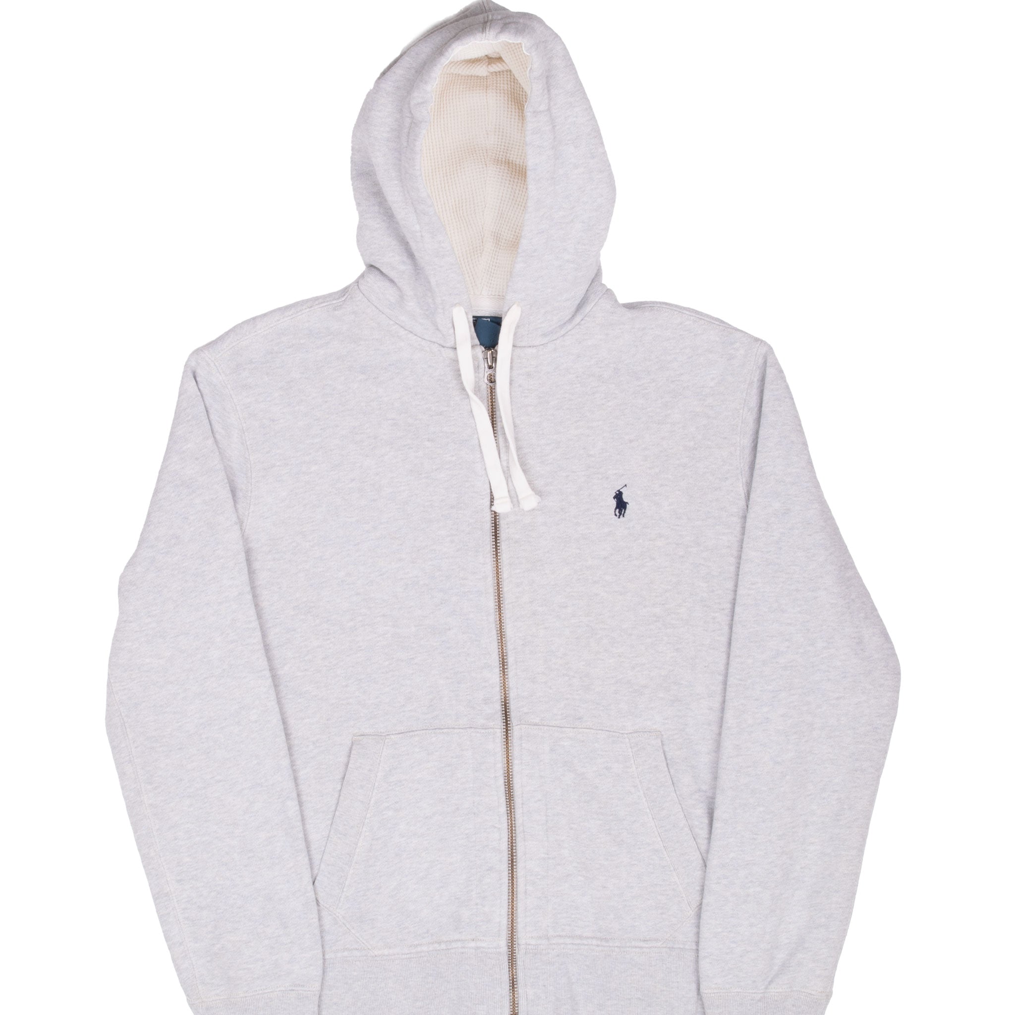 Vintage Ralph Lauren Full Zip Classic Grey Hoodie Sweatshirt 1990S Size Medium