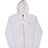 Vintage Ralph Lauren Full Zip Classic Grey Hoodie Sweatshirt 1990S Size Medium