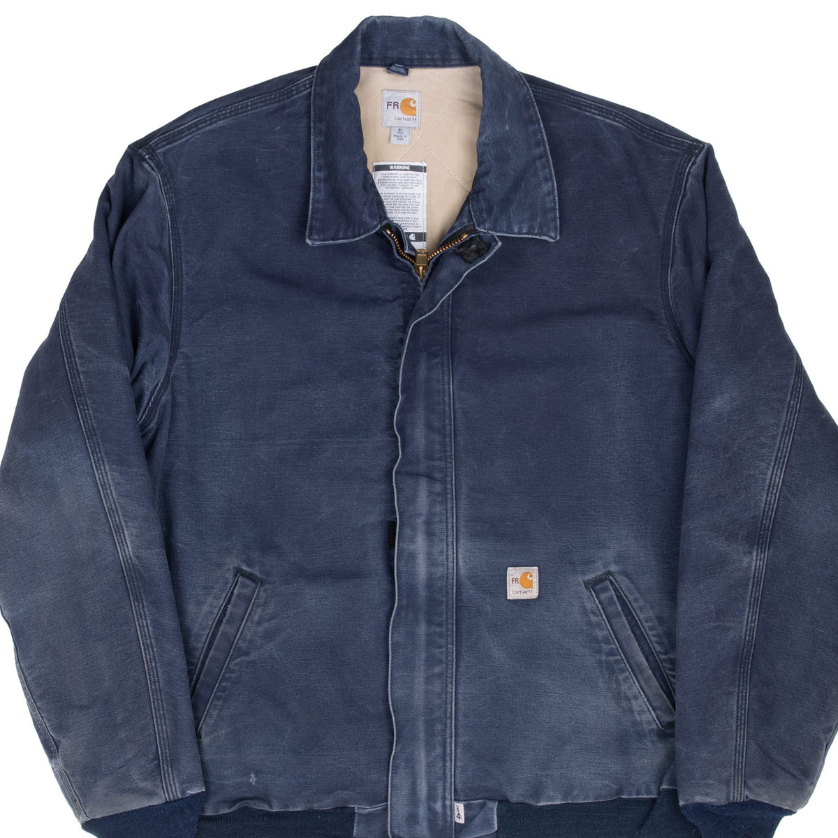 Vintage Carhartt Blue Fire Resistant Jacket Frj195Dny 2012 Size Xl Tall