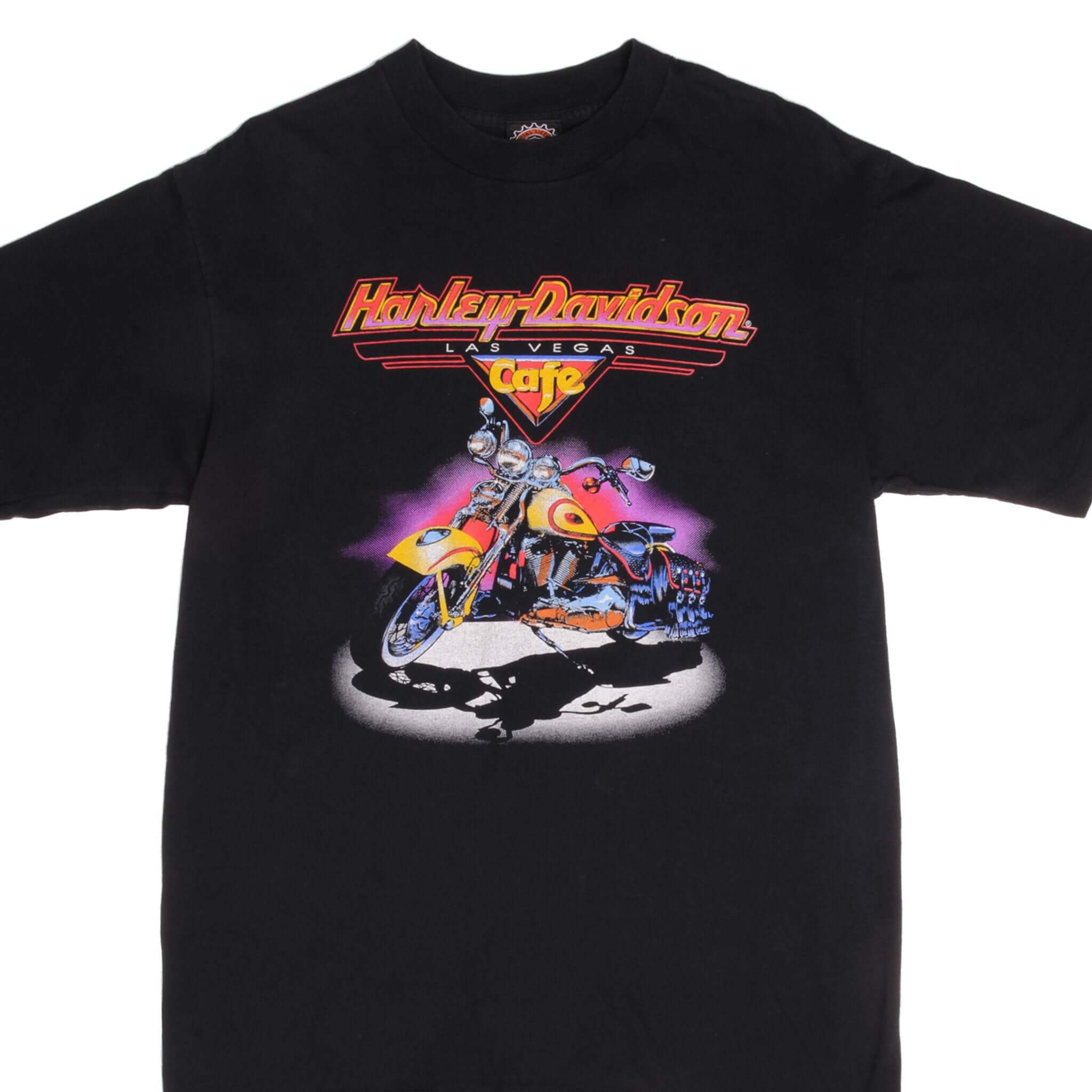 Vintage Harley Davidson Cafe Las Vegas Tee Shirt Size Medium Made In USA With Single Stitch Sleeves