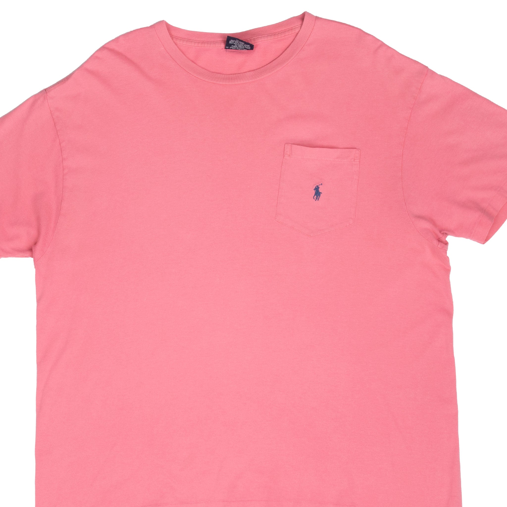 Vintage Polo Ralph Lauren Pink Pocket Tee Shirt 1990S Size Medium Made In Usa