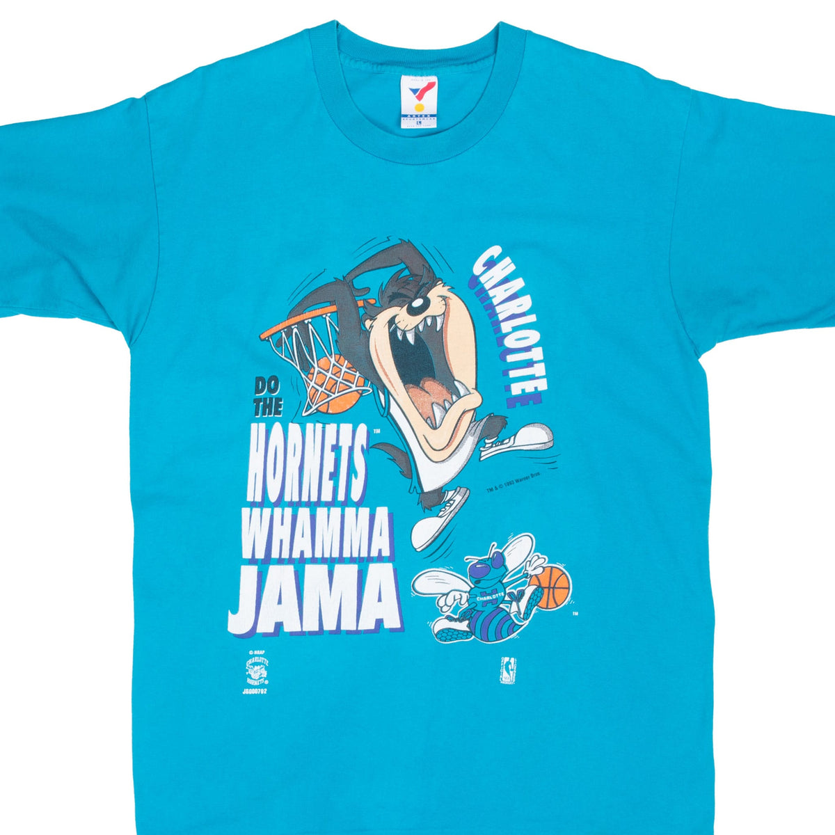 Vintage Nba Charlotte Hornets Looney Tunes Taz Tee Shirt 1993 Size Large Made In Usa With Single Stitch Sleeves