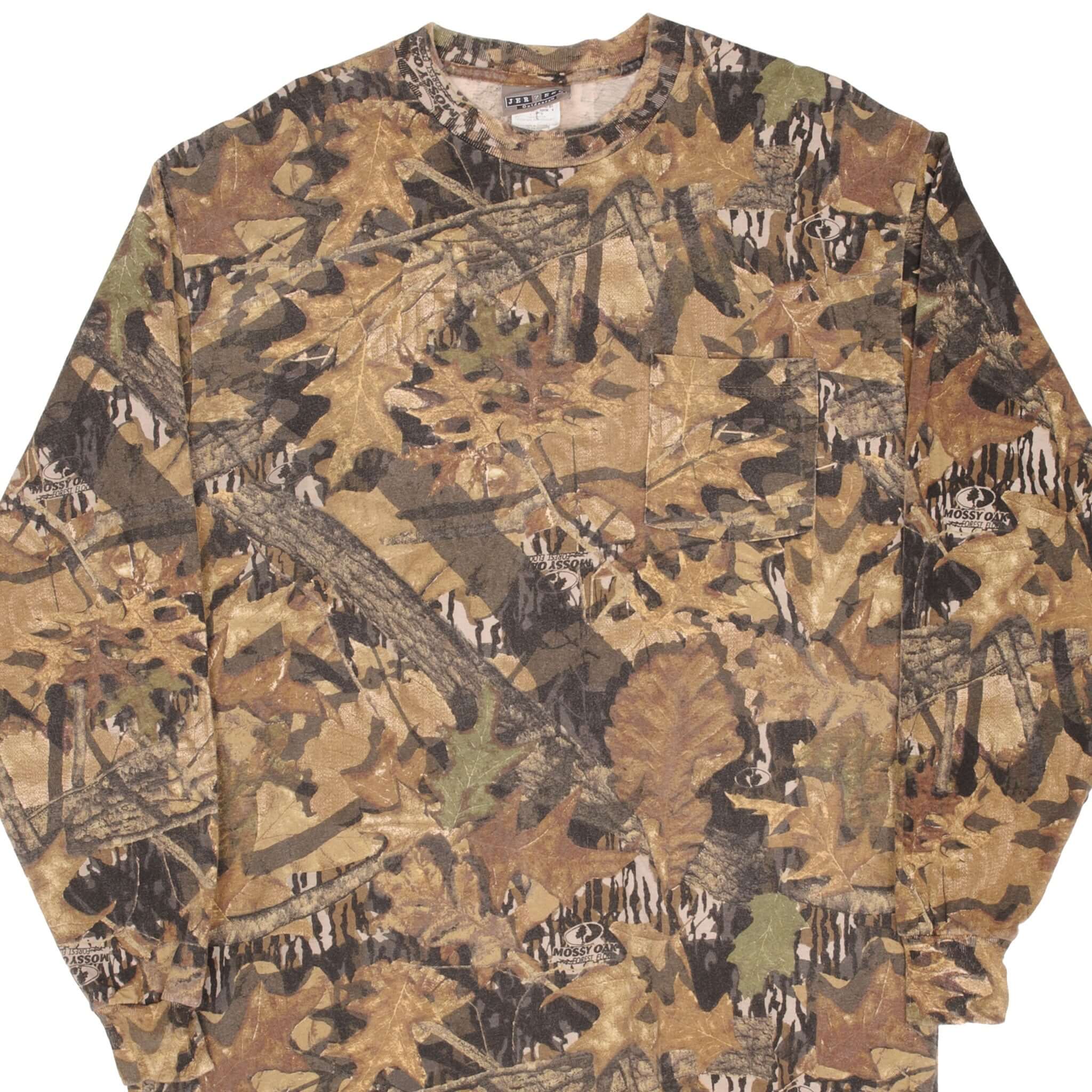 Vintage Hunting Mossy Oak Forest Floor Camo Long Sleeve Tee Shirt Size Large