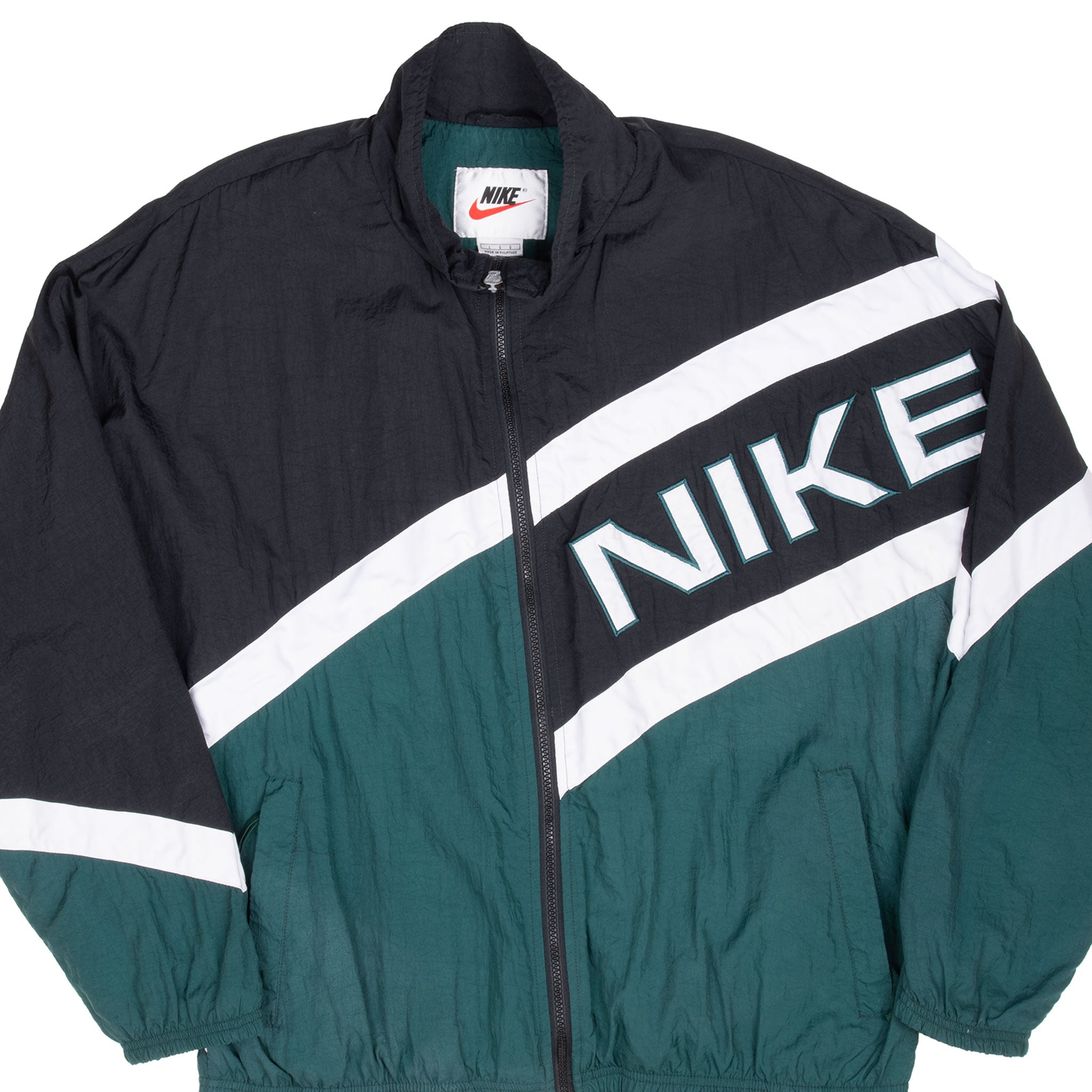 Vintage Nike Big Swoosh Green Windbreaker Jacket 1990S Size Large