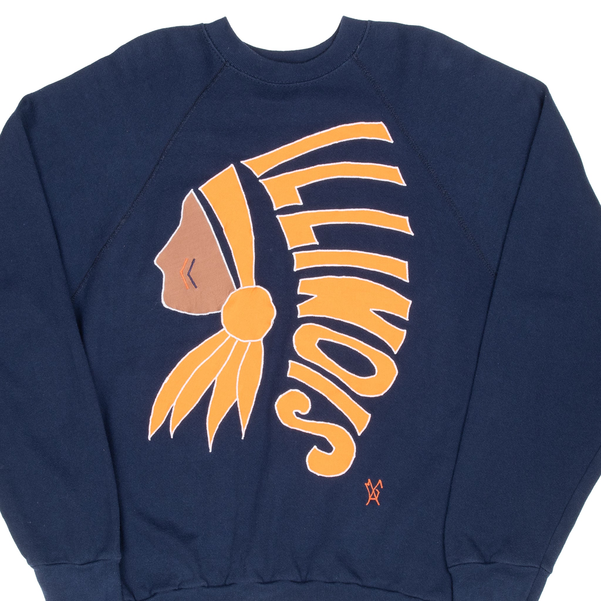 Vintage Illinois Fighting Illini Embroidered Sweatshirt 1990S Size Large Made Usa