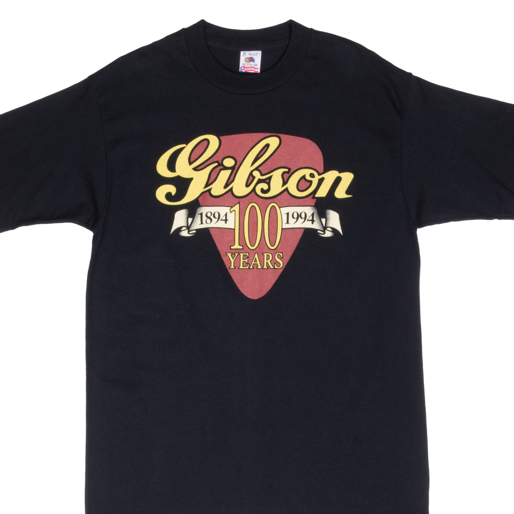 Vintage Gibson Guitars 100 Years Anniversary Tee Shirt 1994 Size Medium Made In Usa With Single Stitch Sleeves