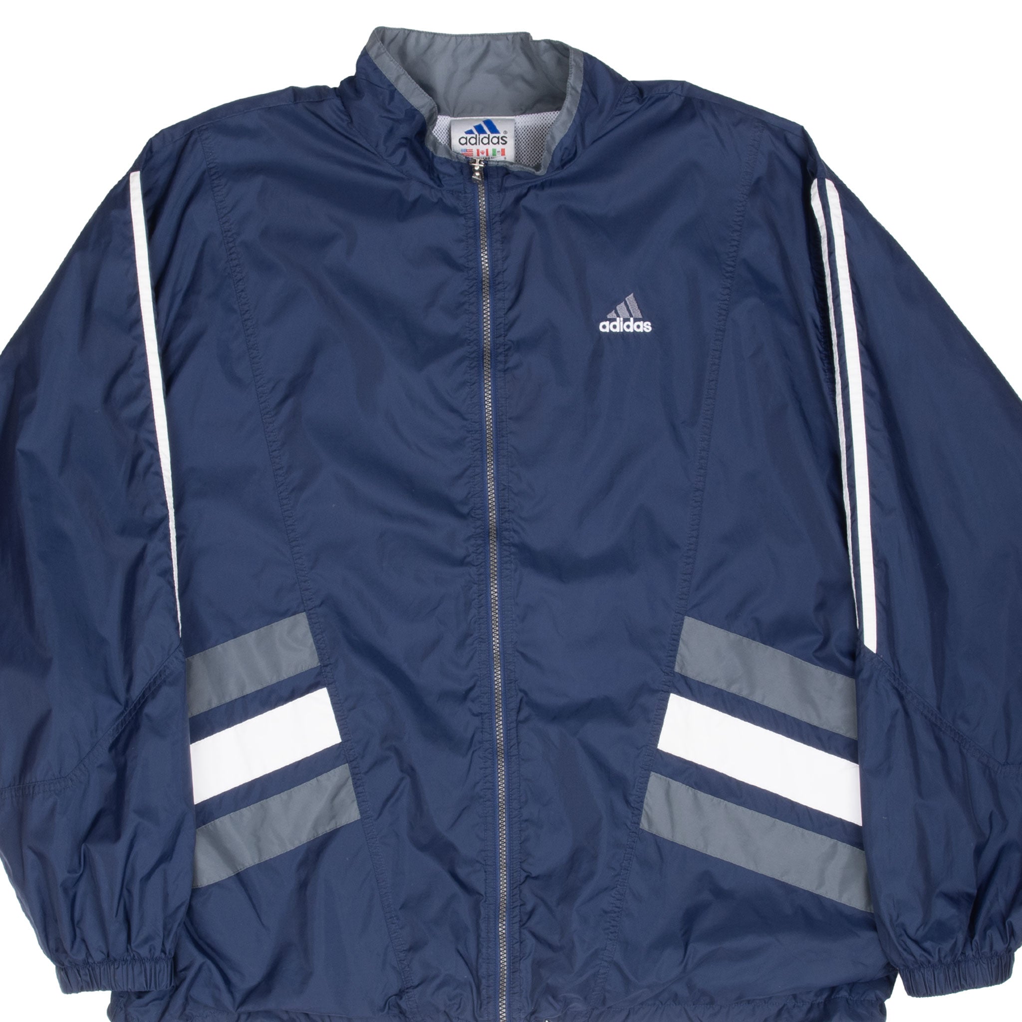 Vintage Adidas 3 Stripes Blue Windbreaker Jacket 1990S Size Xl