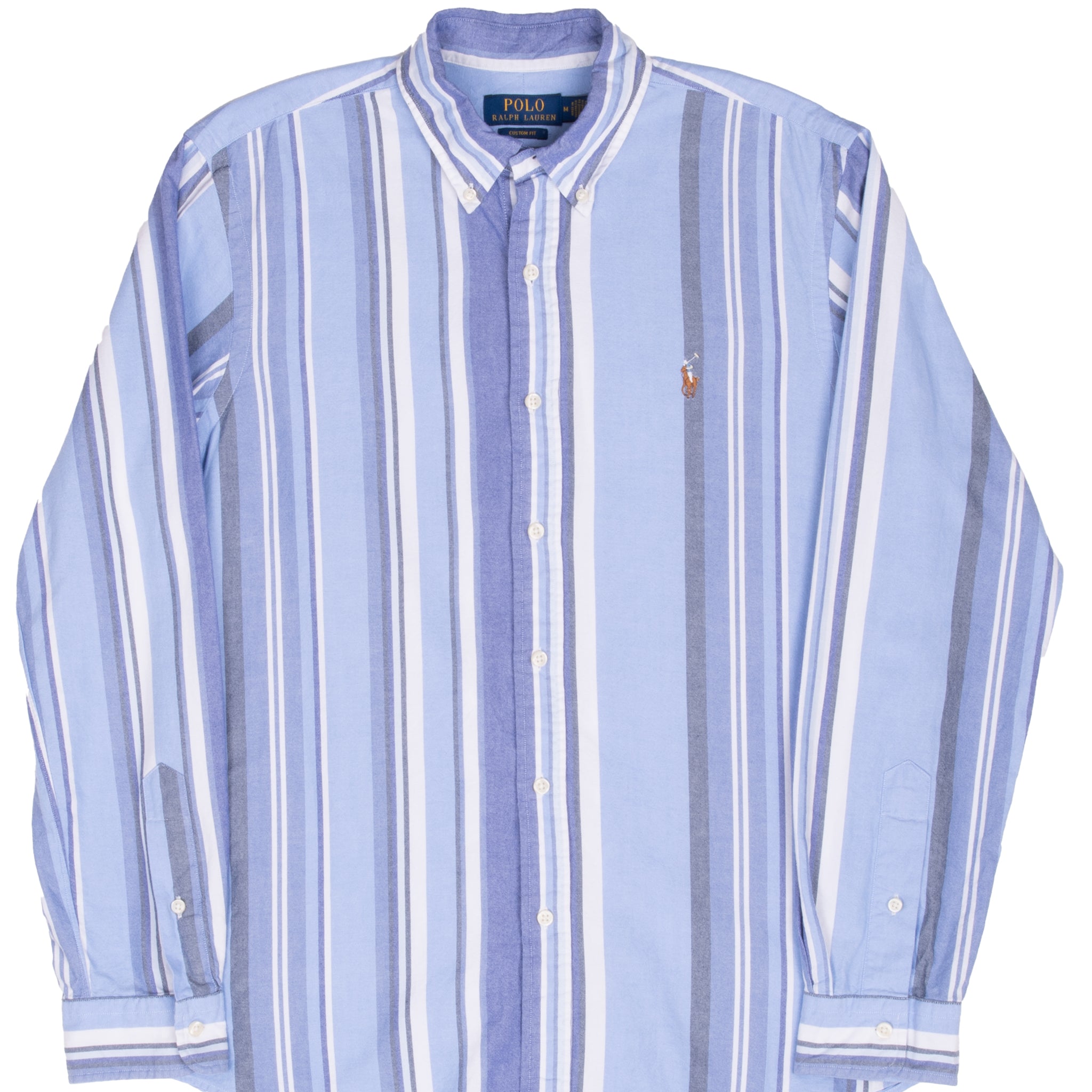 Vintage Ralph Lauren Blue Striped Shirt Size Medium