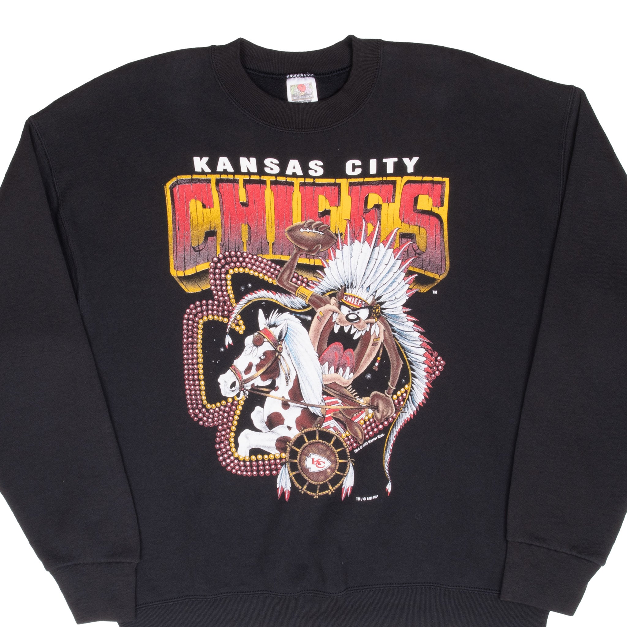 Vintage Nfl Kansas City Chiefs Looney Tunes 1993 Sweatshirt Size XL Made In Usa