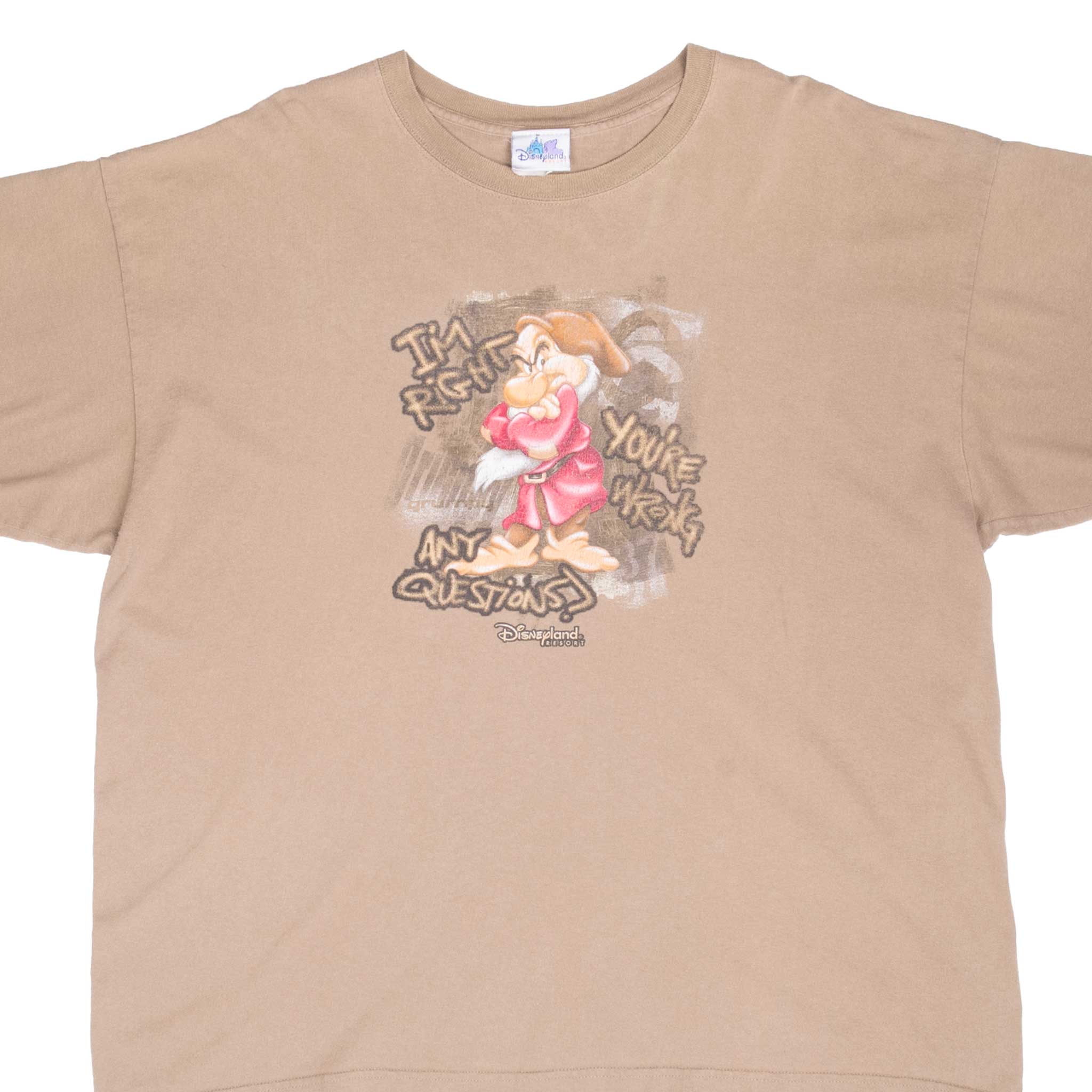 Vintage Disney Snow White And The Seven Dwarfs Grumpy Tee Shirt 2000S Size 2XL