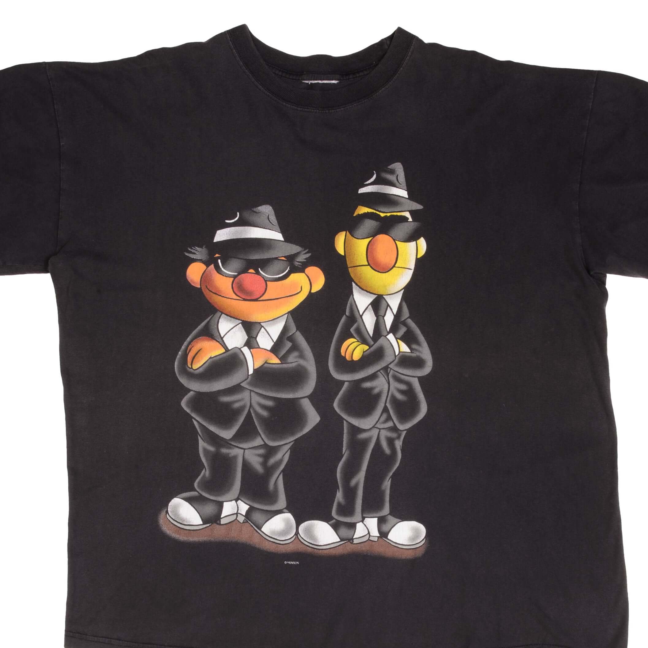 VINTAGE SESAME STREET BERT AND ERNIE SECRET AGENTS 1990S TEE SHIRT SIZE 2XL