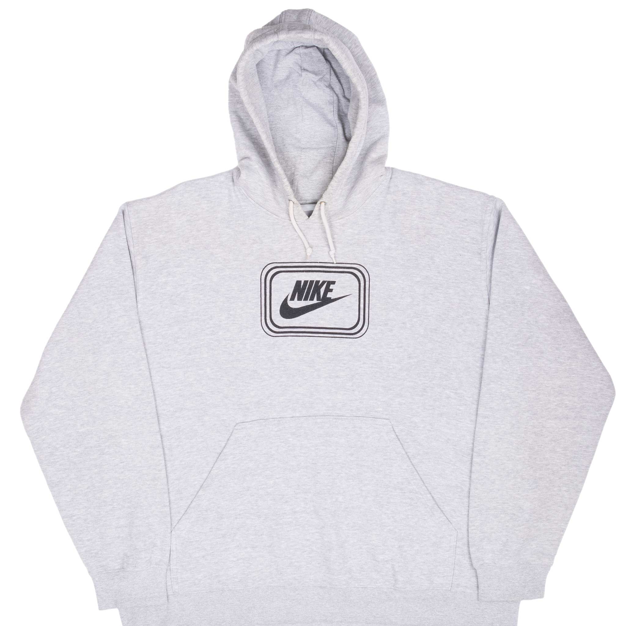Vintage Nike Spellout Swoosh Gray Hoodie Sweatshirt 2000S Size XL
