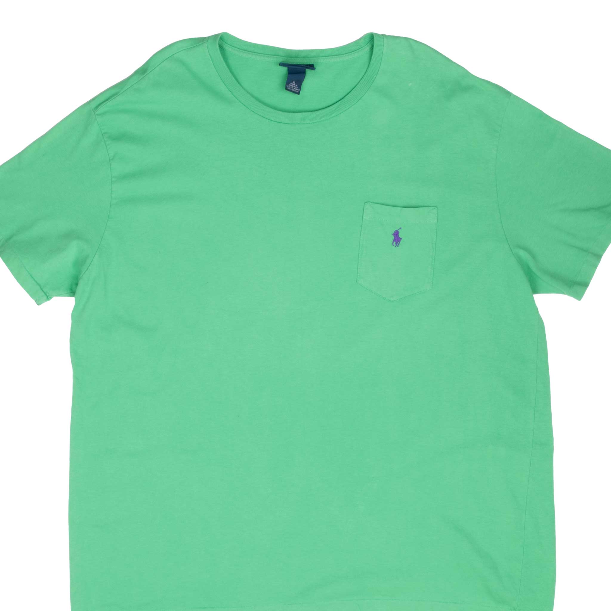 Vintage Polo Ralph Lauren Green Pocket Tee Shirt 1990S Size XL With Single Stitch Sleeves