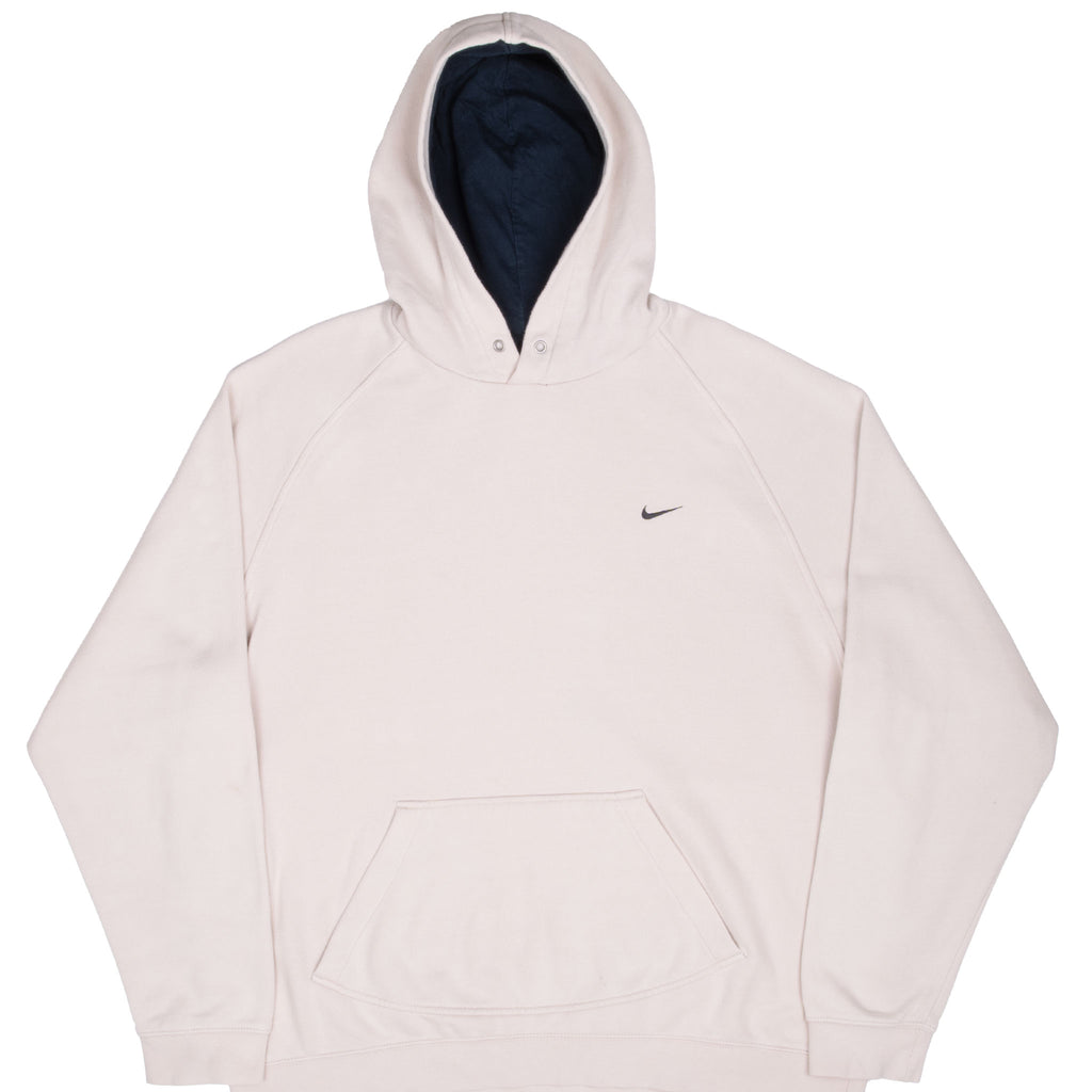 Vintage Nike Classic Swoosh Beige Hoodie Sweatshirt 2000S Size XL