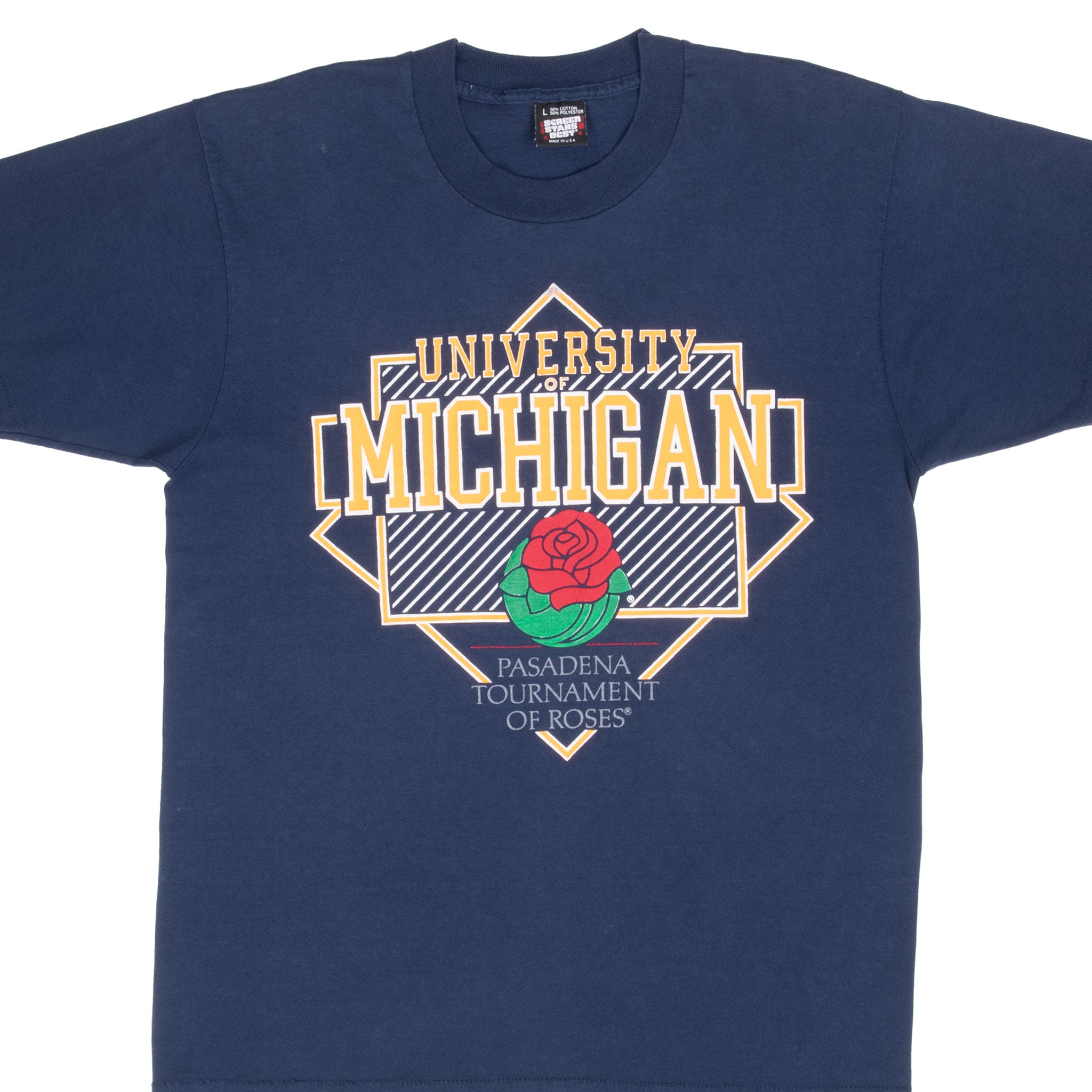 VINTAGE NCAA UNIVERSITY OF MICHIGAN ROSEBOWL 1990S TEE SHIRT MEDIUM MADE USA