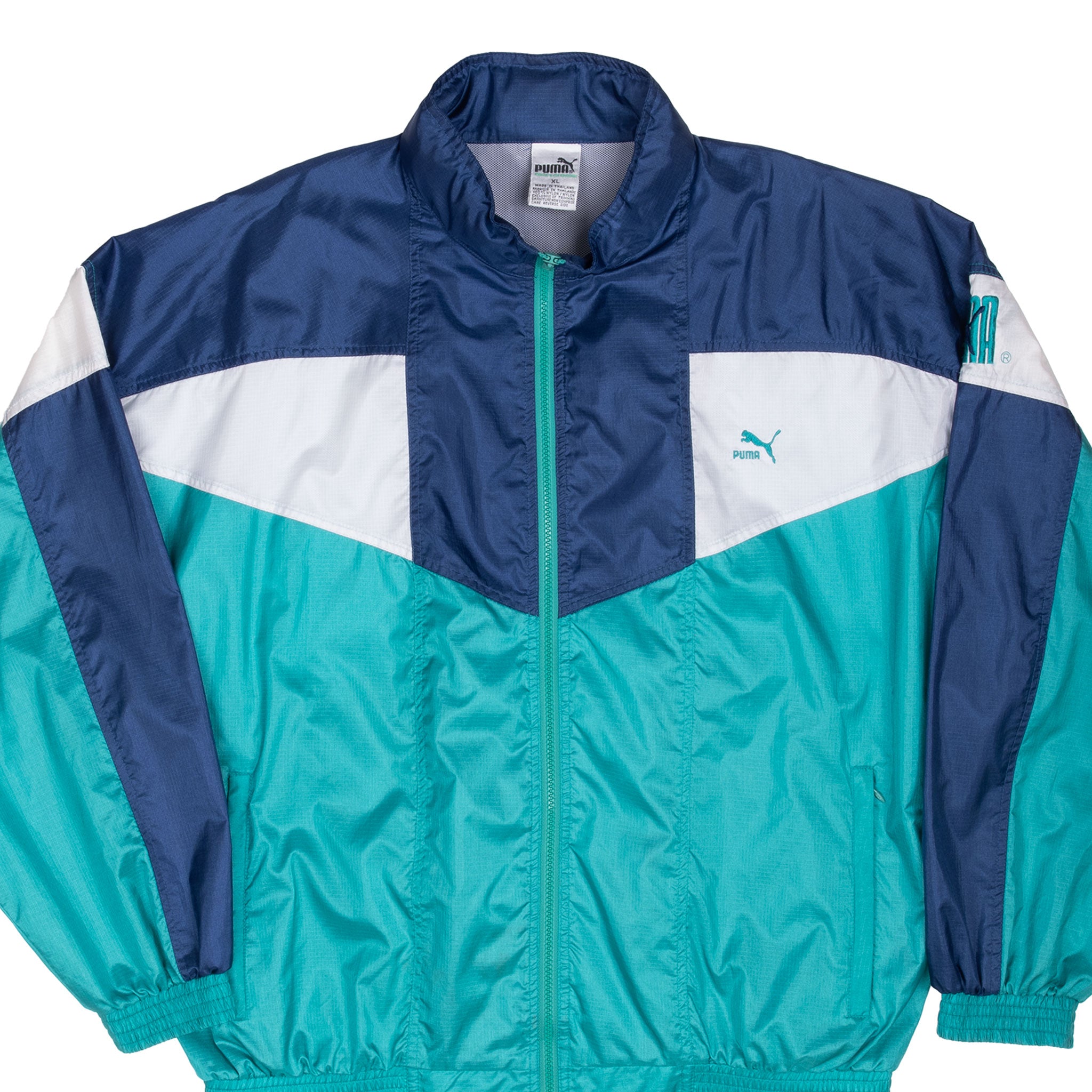 Vintage Puma Blue Neon Windbreaker Jacket 1980S Size XL