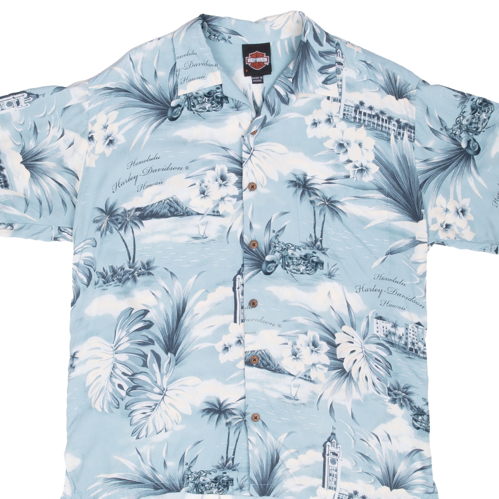 Vintage Harley Davidson Hawaiian Shirt Small 1990S Made In Hawaii