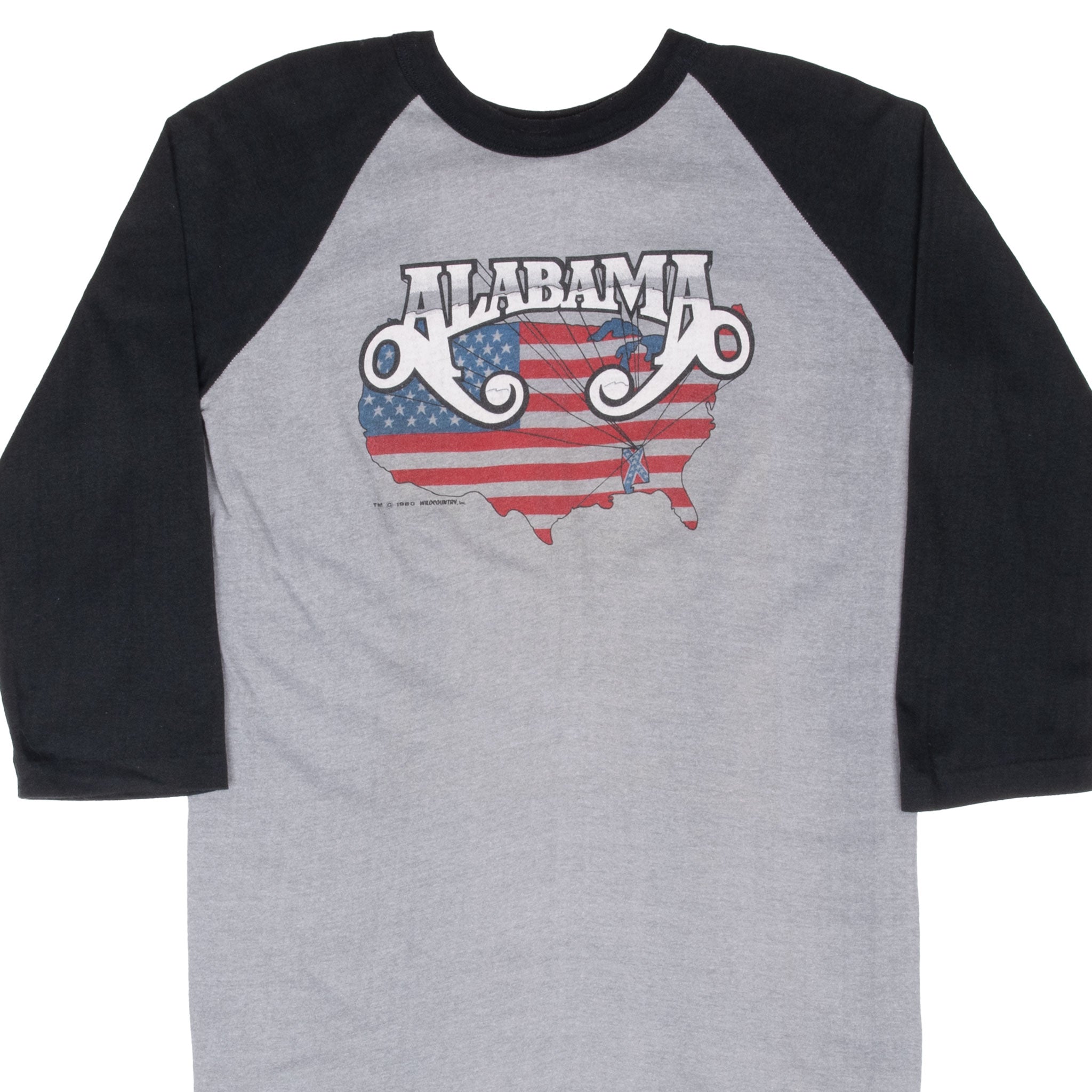 Vintage Alabama Mountain Music Tour Raglan Tee Shirt 1982 Size Medium Made In USA With Single Stitch