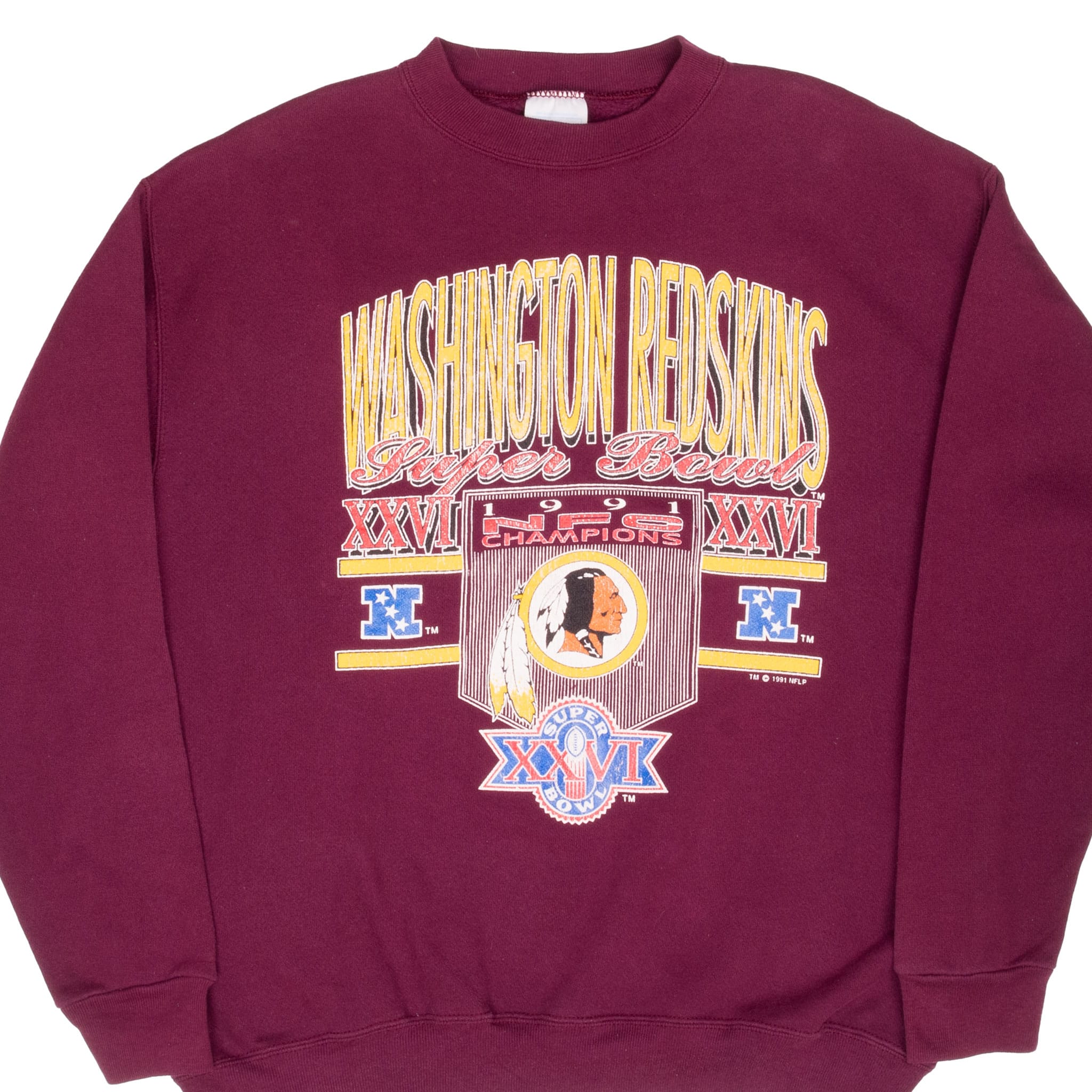 Vintage Nfl Washington Redskins Super Bowl Xxvi 1991 Sweatshirt Size Large Made In Usa