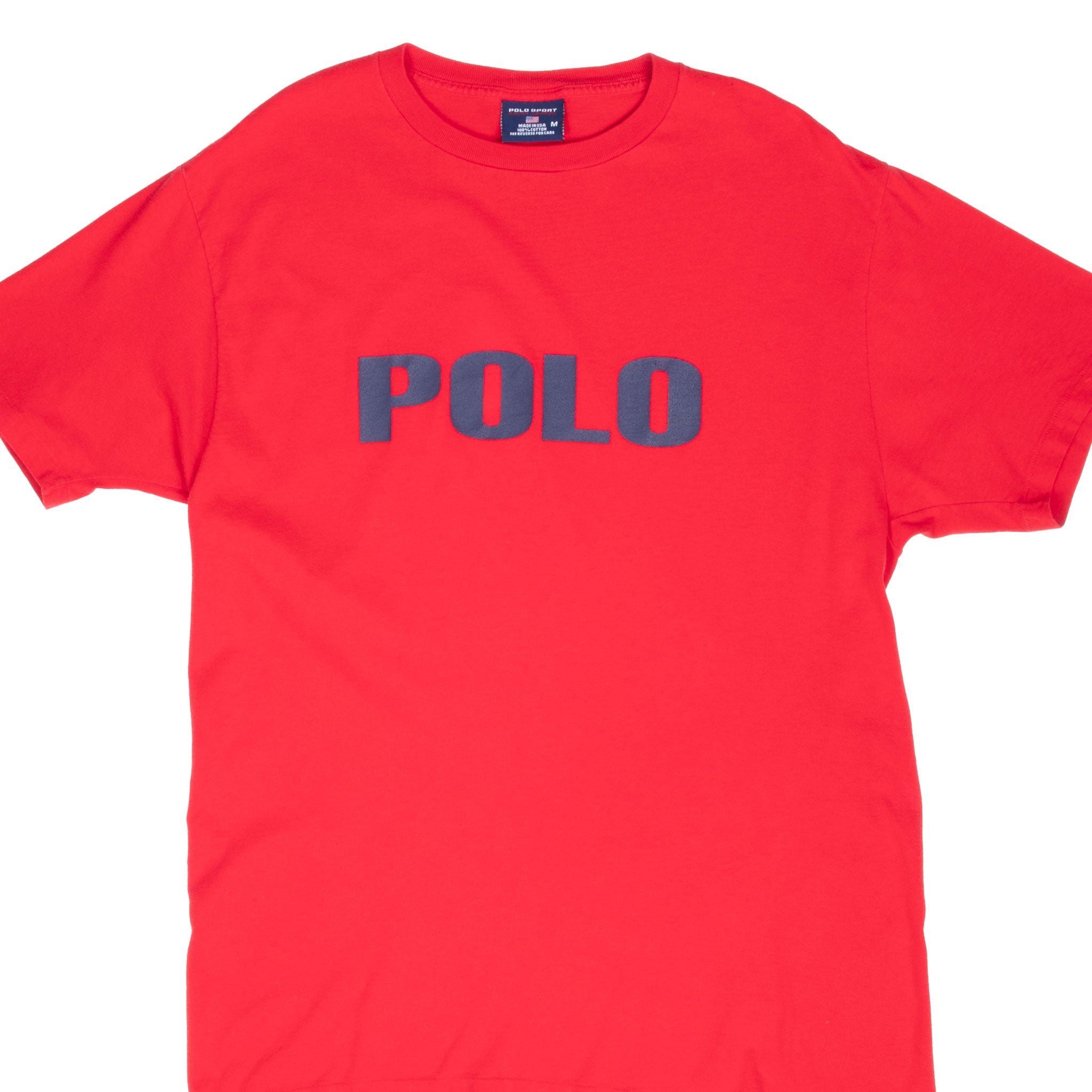 Vintage Ralph Lauren Polo Sport Red Tee Shirt 1990S Size XL With Single Stitch Sleeves With Single Stitch Sleeves