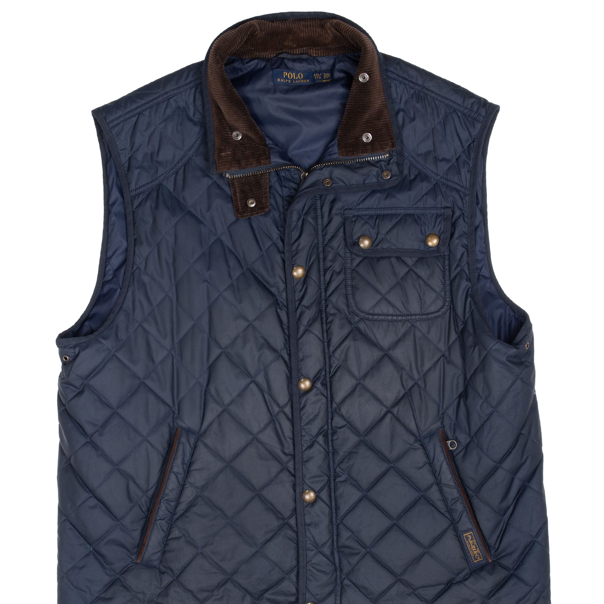 Vintage Polo Ralph Lauren Blue Quilted Vest Jacket Size 2XL