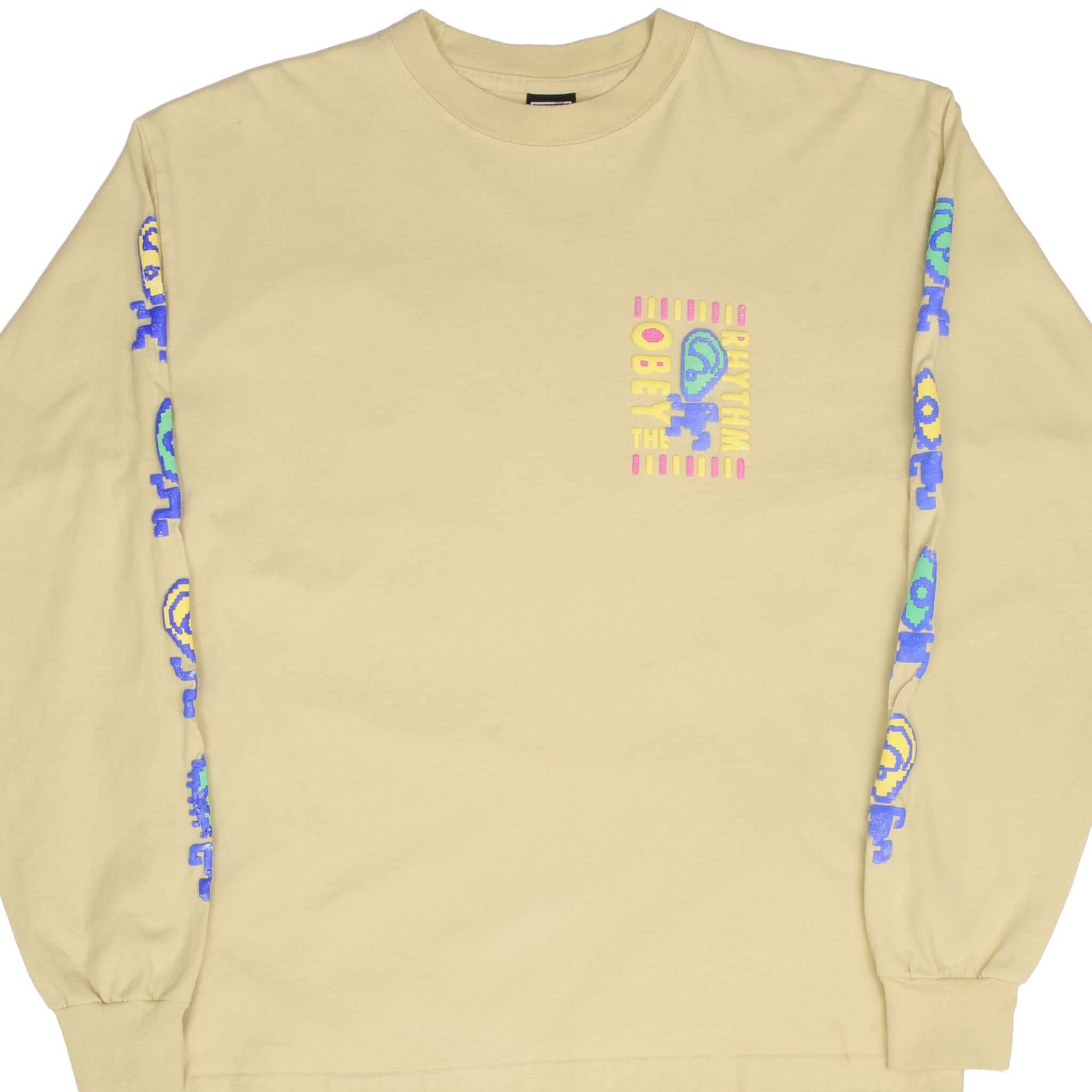 Vintage Obey The Rythme Yellow Long Sleeve Tee Shirt 2000S Size Medium