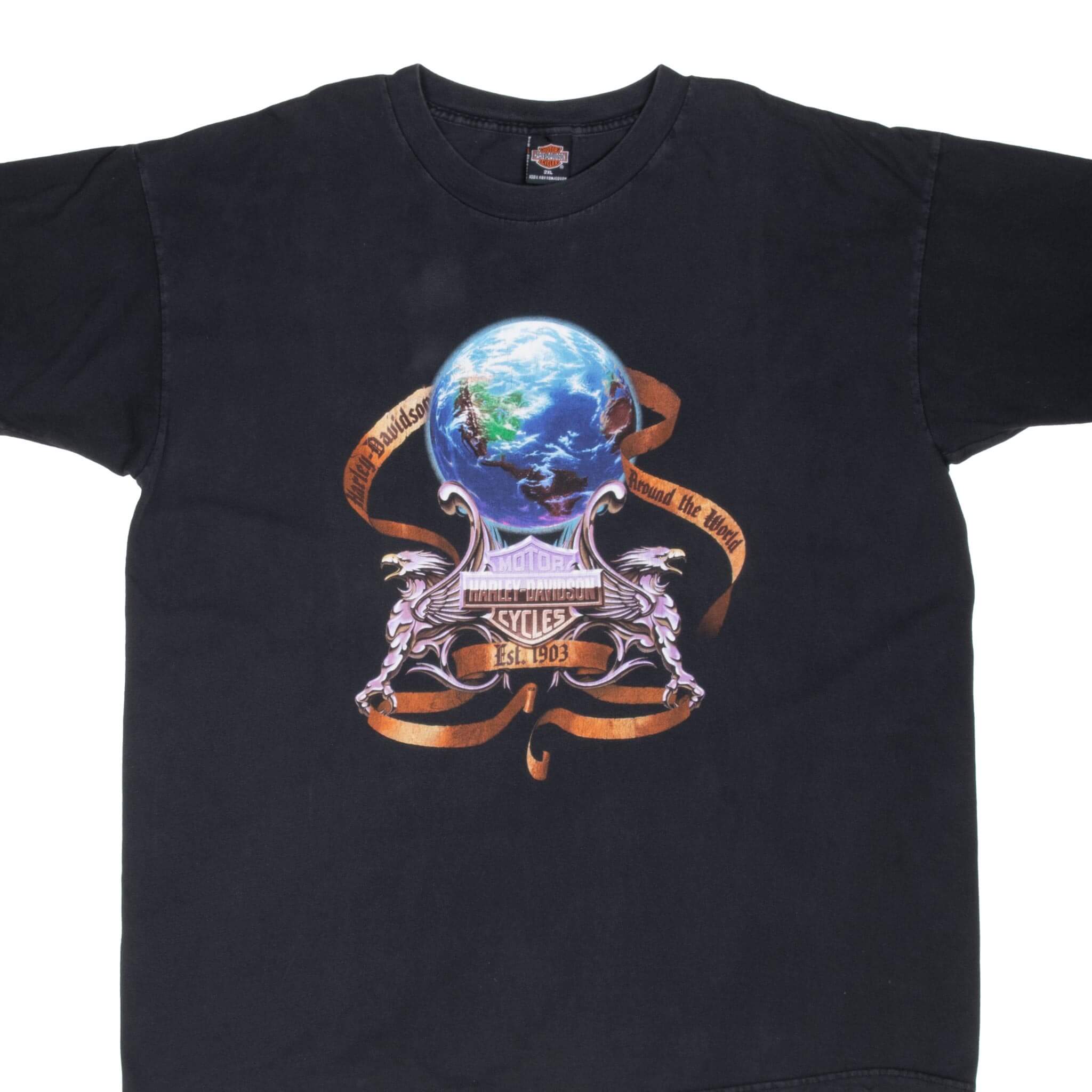 Vintage Harley Davidson Around The World Florida Tee Shirt 1990S Size 2XL Made In USA