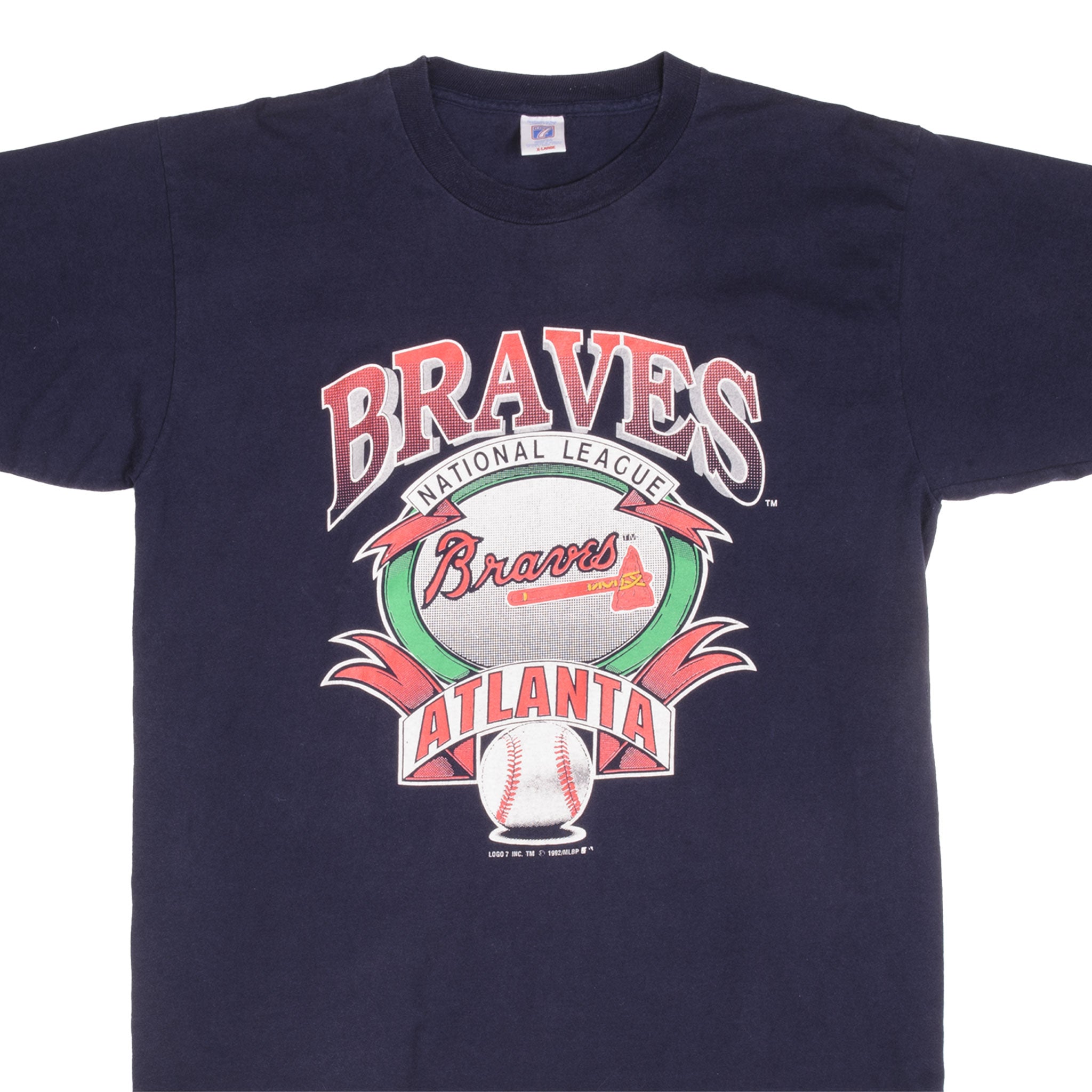 Vintage MLB Atlanta Braves 1992 Logo 7 Tee Shirt XL Made in USA