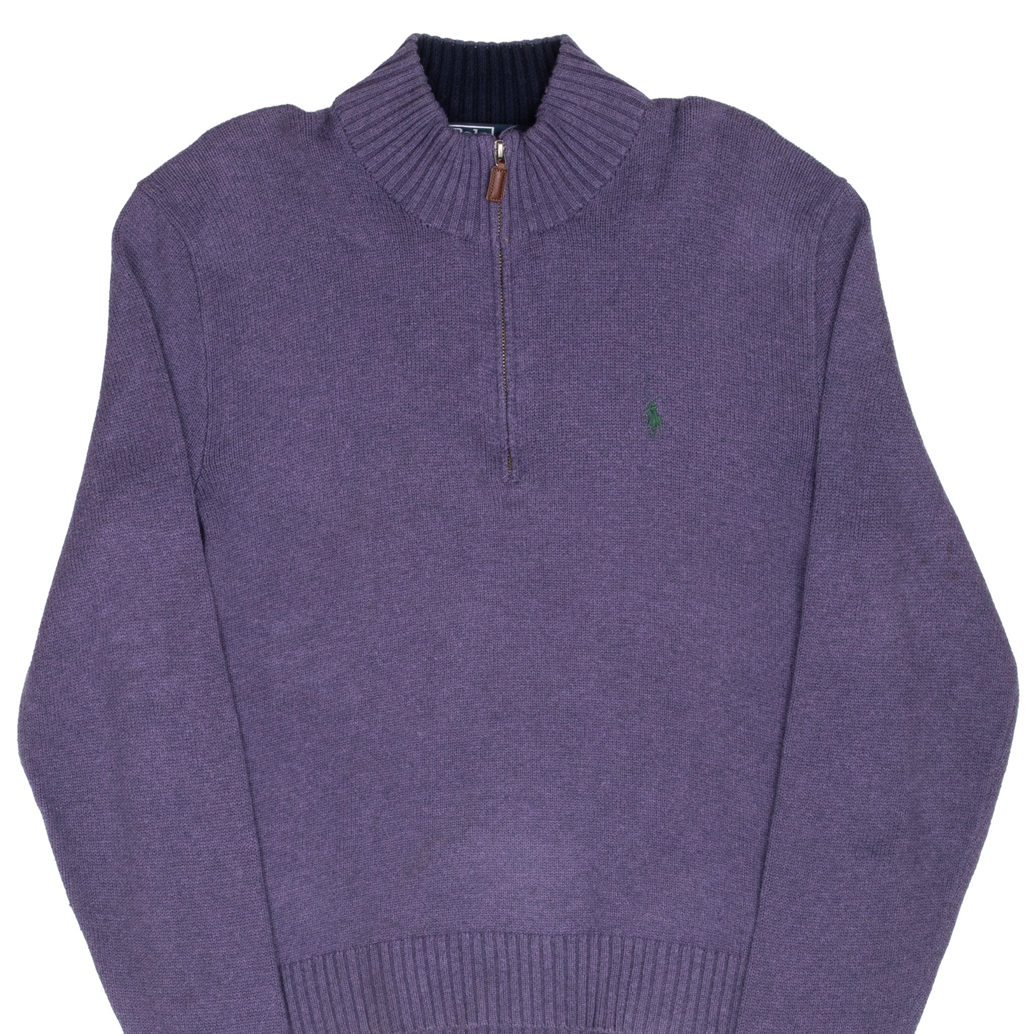 Vintage Polo Ralph Lauren Purple Knit Quarter 1/4 Zip Sweater 1990S Size Large
