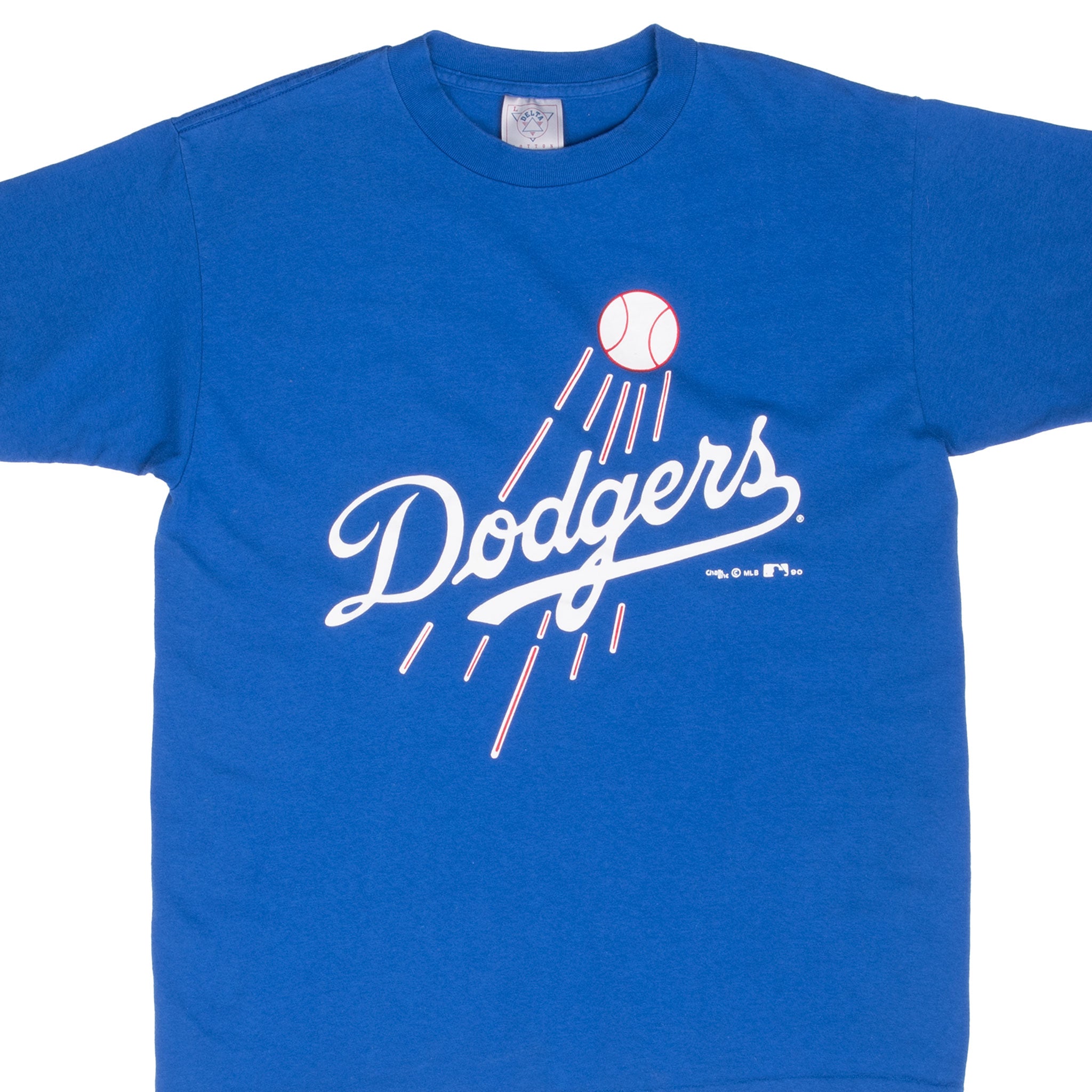 Vintage Mlb Los Angeles Dodgers Blue Tee Shirt 1990 Size Large Made In Usa