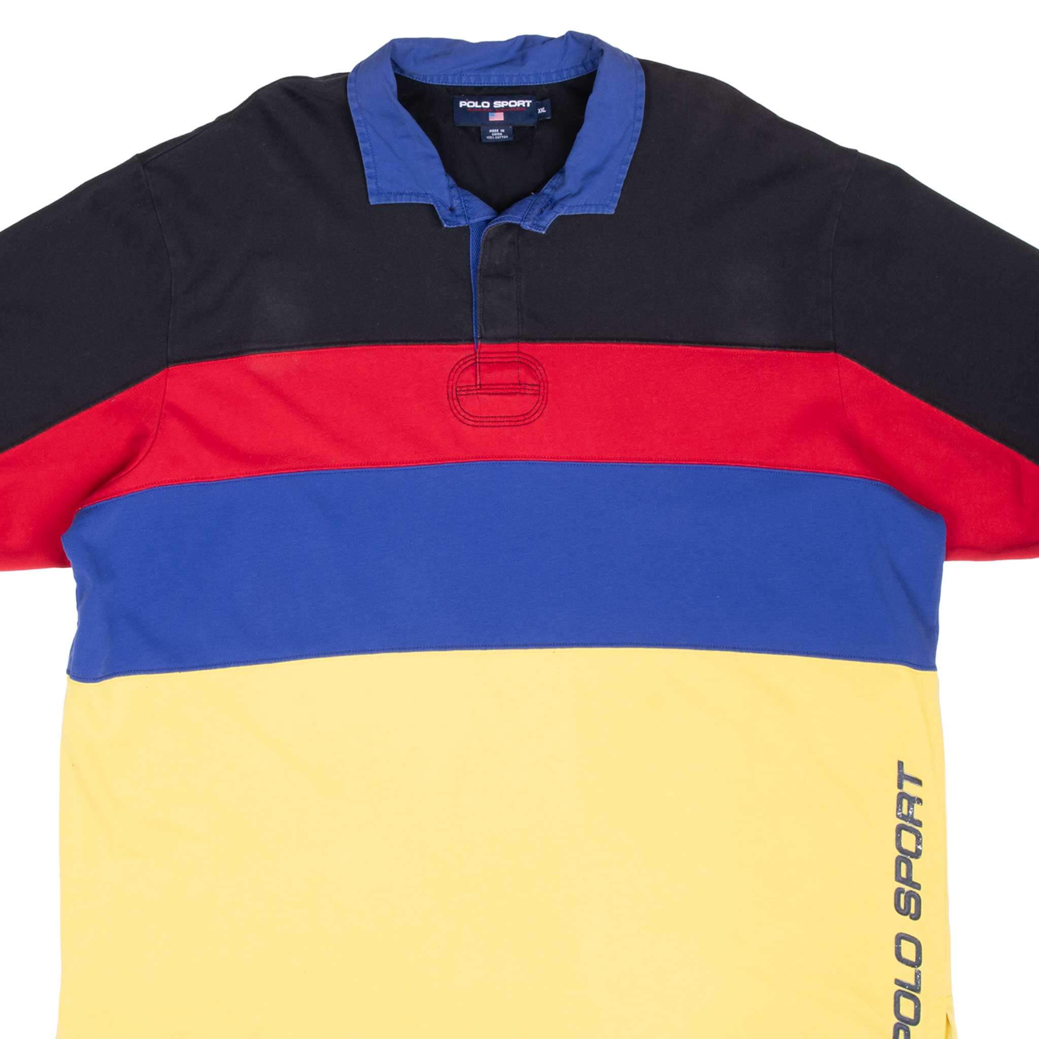Vintage Ralph Lauren Polo Sport Multicolor Polo Shirt 1990S Size 2XL