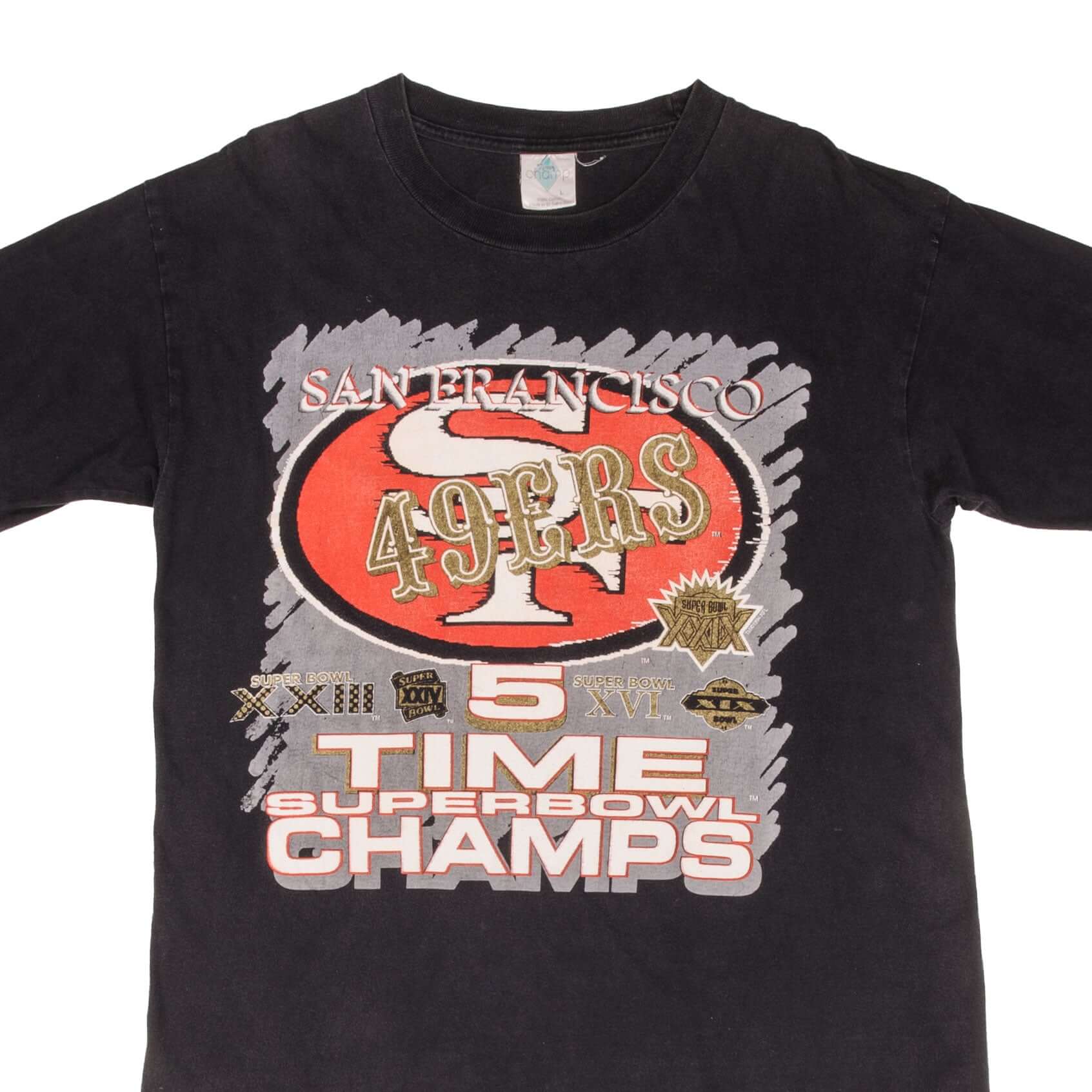 Vintage NFL San Francisco 49Ers Five Time Super Bowl Champs Tee Shirt 1994 Size Large