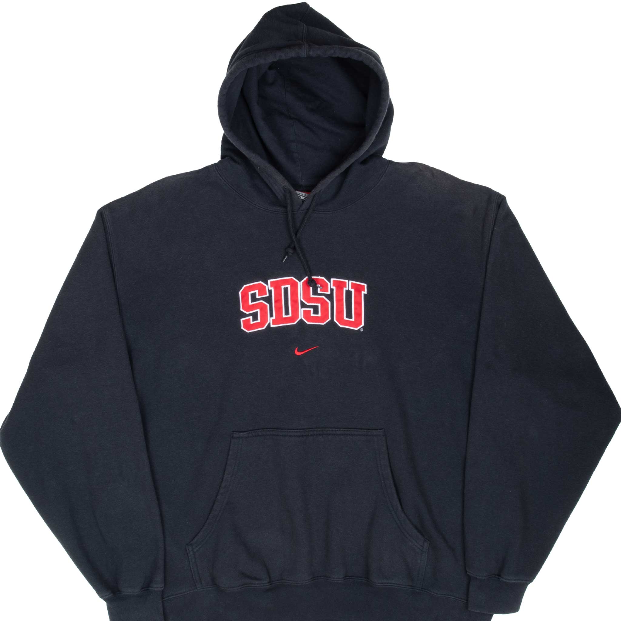 Vintage Nike NCAA SDSU San Diego State University Black Hoodie Sweatshirt 1990S Size XL