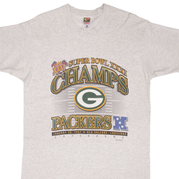 Vintage NFL Green Bay Packers Super Bowl Champions 1997 Tee Shirt Size Large Made In USA With Single Stitch Sleeves