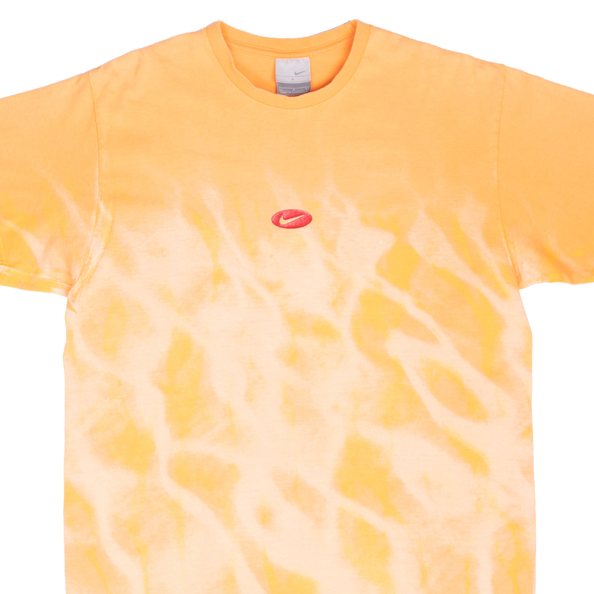 Vintage Nike Center Swoosh Orange Tie Dye Tee Shirt 2000S Size Large