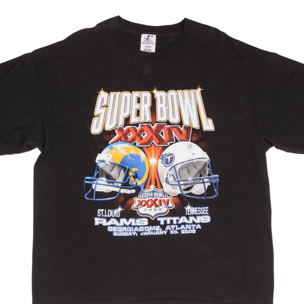 Vintage Nfl St Louis Rams Vs Tennessee Titans Super Bowl XXXIV 2000 Tee Shirt Size 2XL