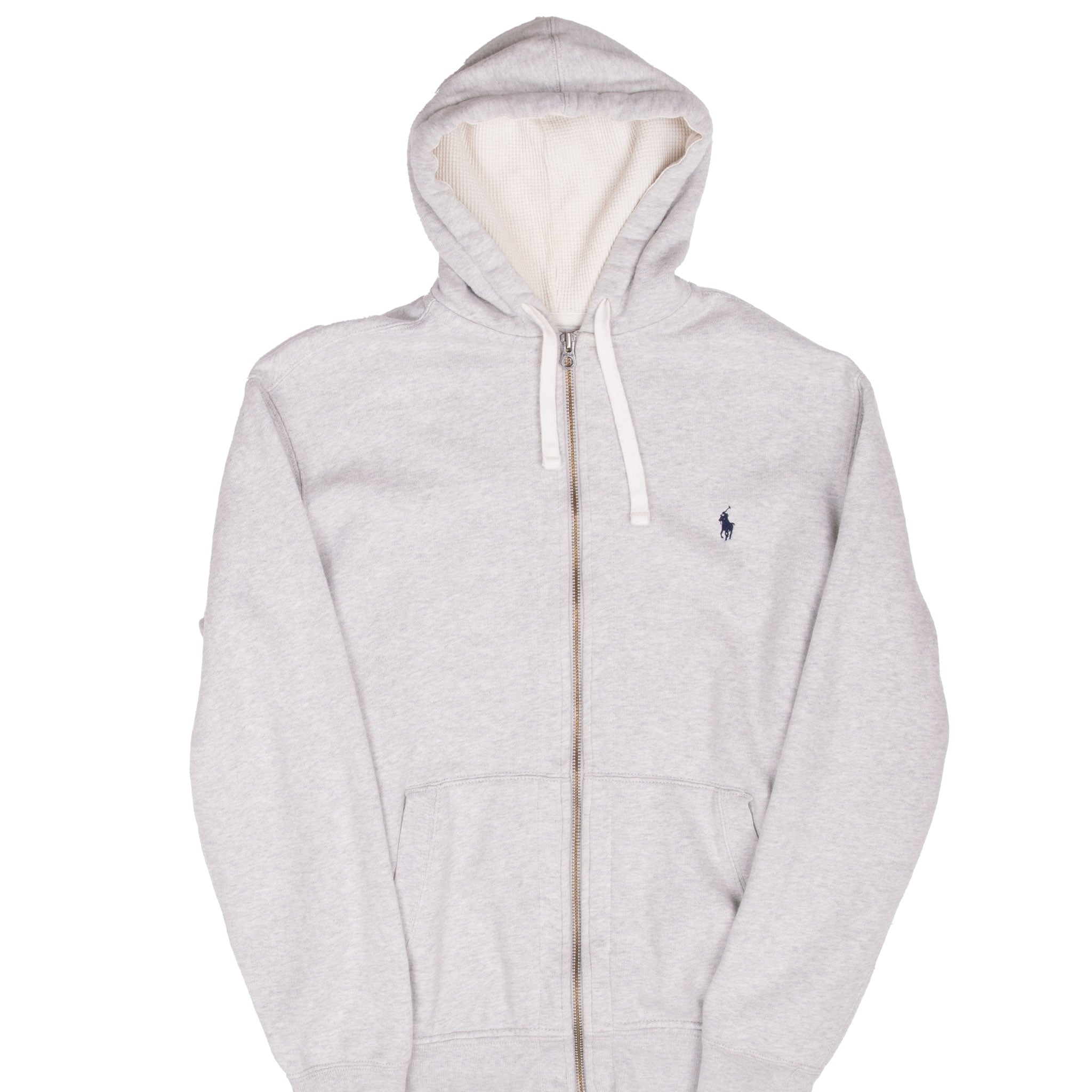 Vintage Ralph Lauren Full Zip Classic Grey Hoodie Sweatshirt 1990S Size Large Tall