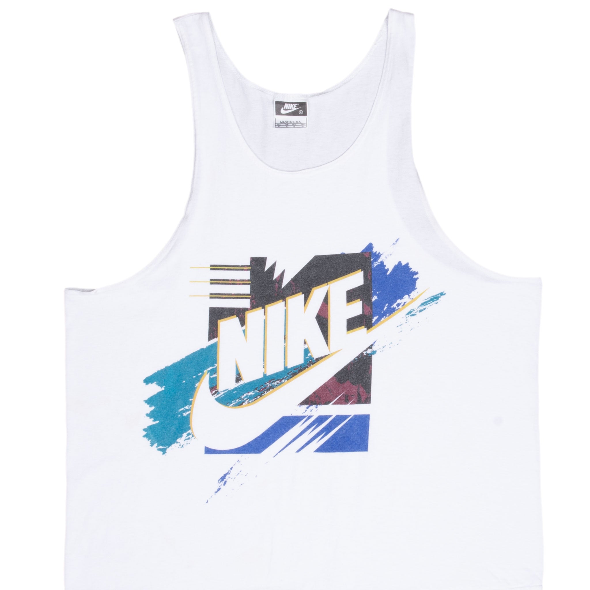 Vintage Nike Spellout White Tank Top Tee Shirt 1990S Size XL Made In Usa