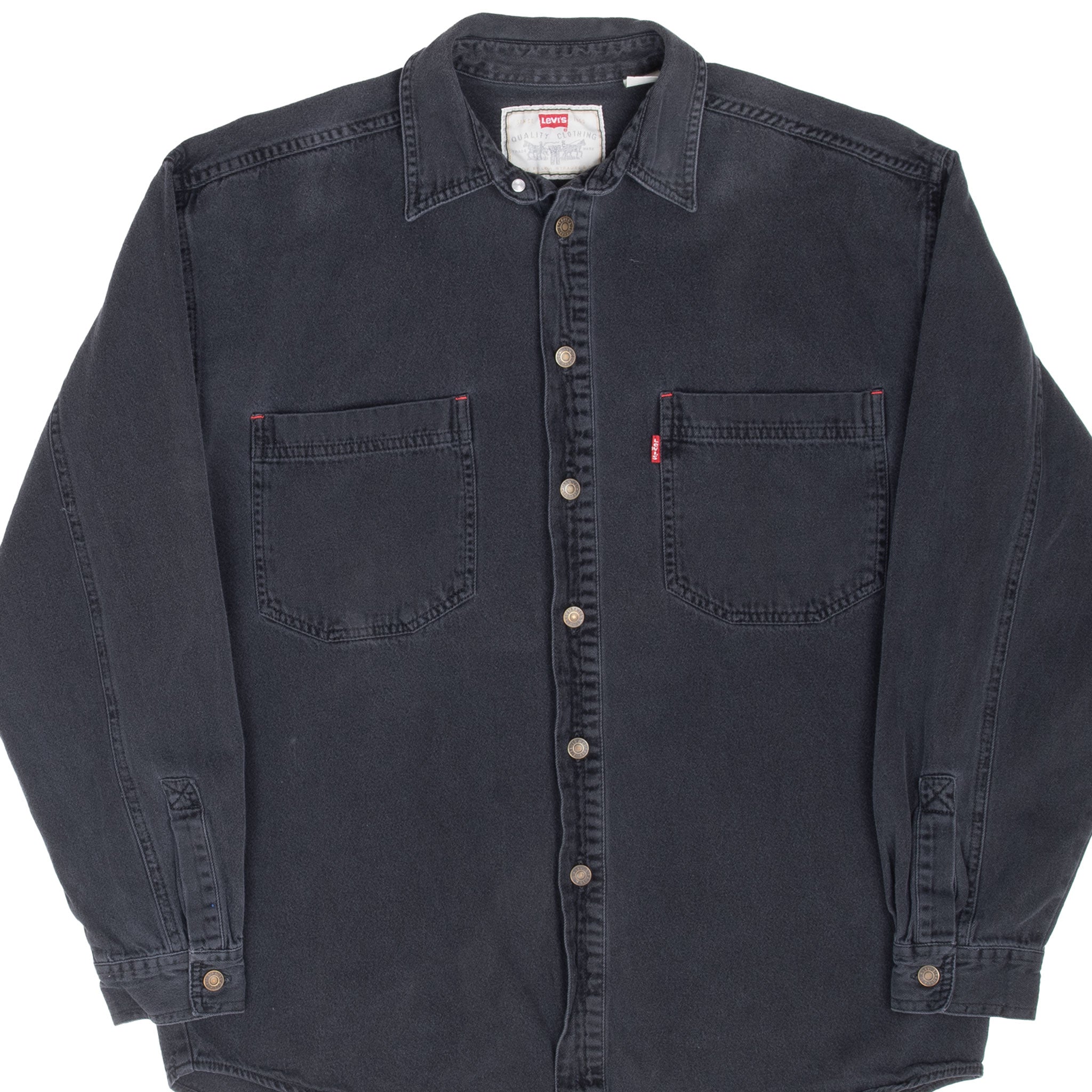 Vintage Levis Red Tab Denim Black Pocket Shirt 1990S Size Medium