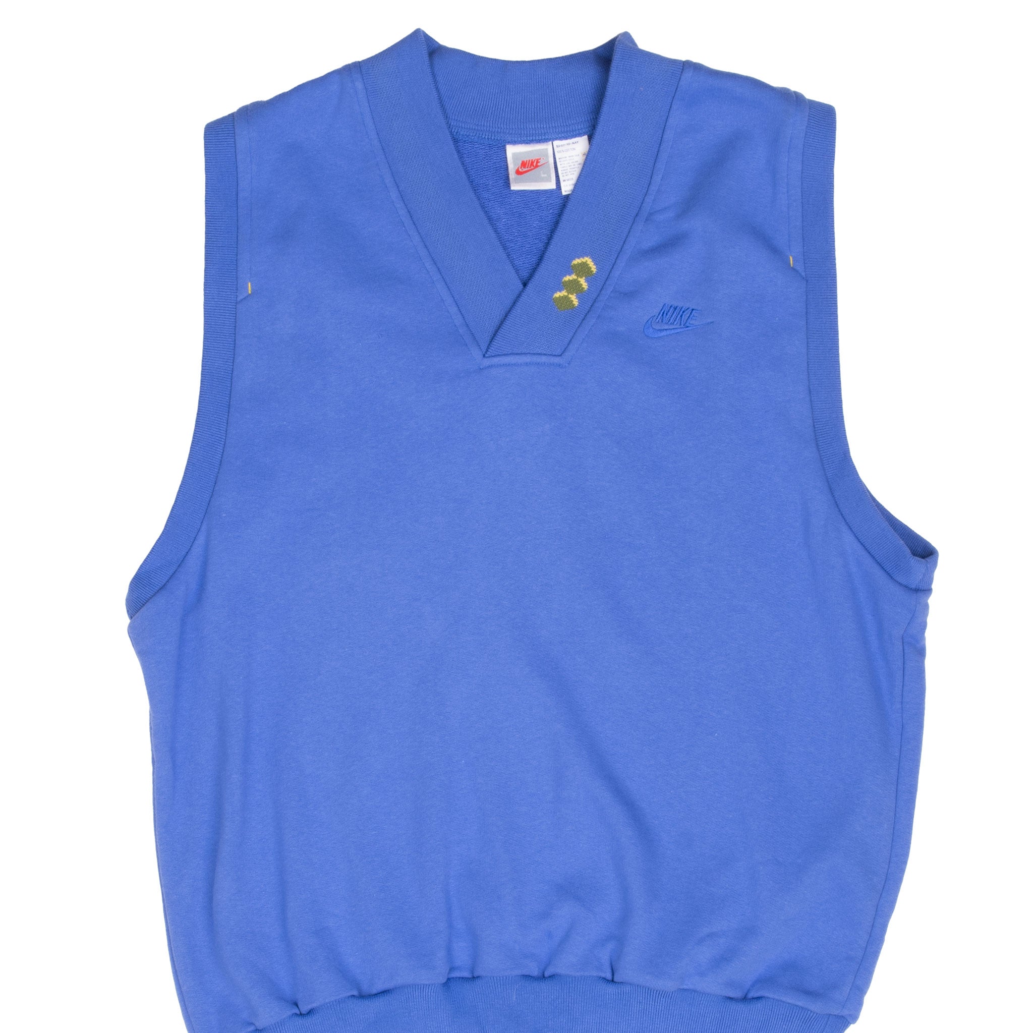 Vintage Nike Blue Classic Swoosh Sleeveless Vest Sweatshirt 1980S Size Large