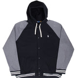 Vintage Ralph Lauren Button Up Black And Grey Hoodie Sweatshirt Size 2XL