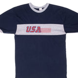 Vintage Champion Team Usa Ringer Tee Shirt 1980S Size Medium Made In Usa With Single Stitch