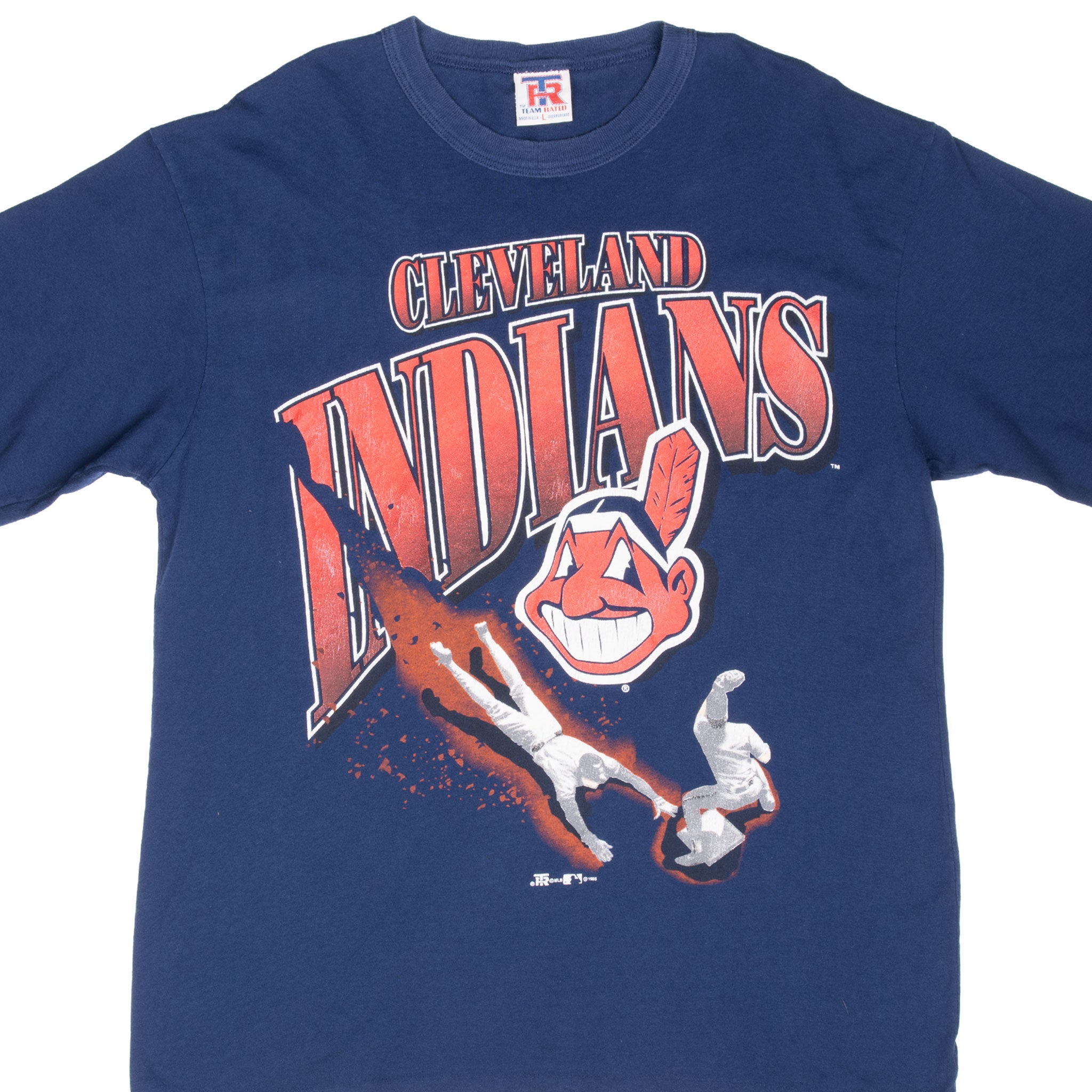 Vintage Mlb Cleveland Indians 1995 Tee Shirt Size Large Made In Usa With Single Stitch Sleeves