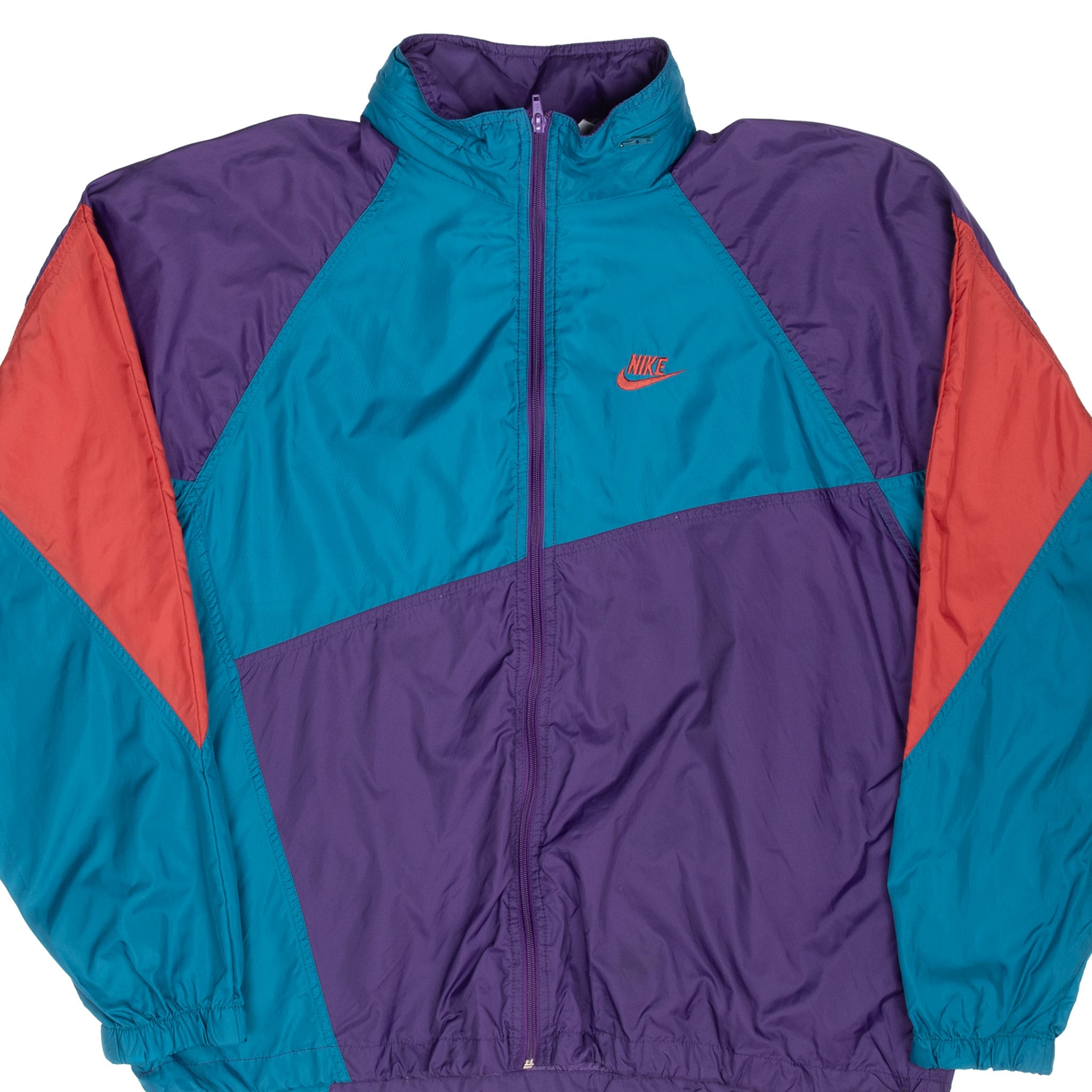 Vintage Nike Swoosh Purple And Teal Windbreaker Jacket Late 1980S Size XL