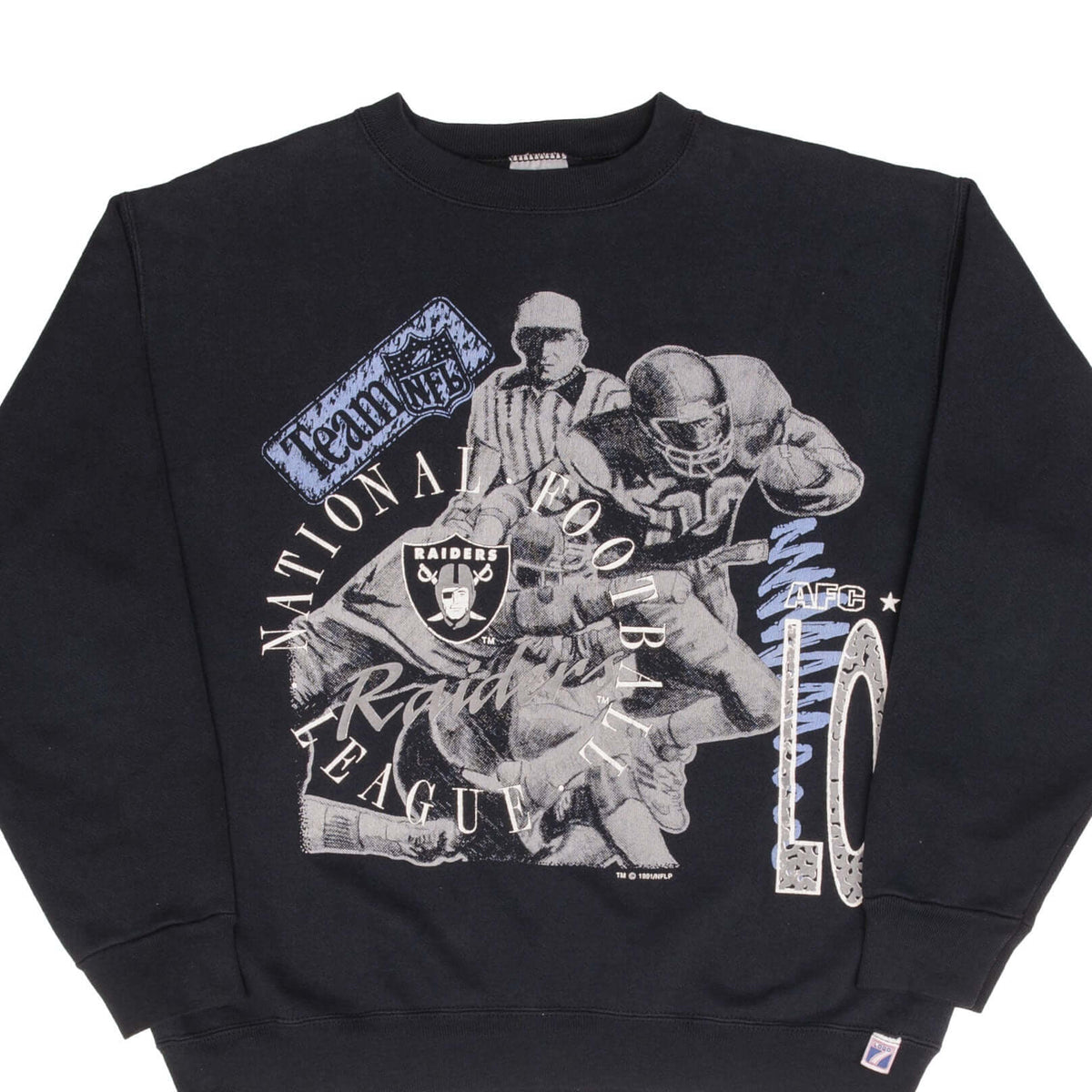 VINTAGE NFL LOS ANGELES RAIDERS ALL OVER PRINT 1991 SWEATSHIRT LARGE M