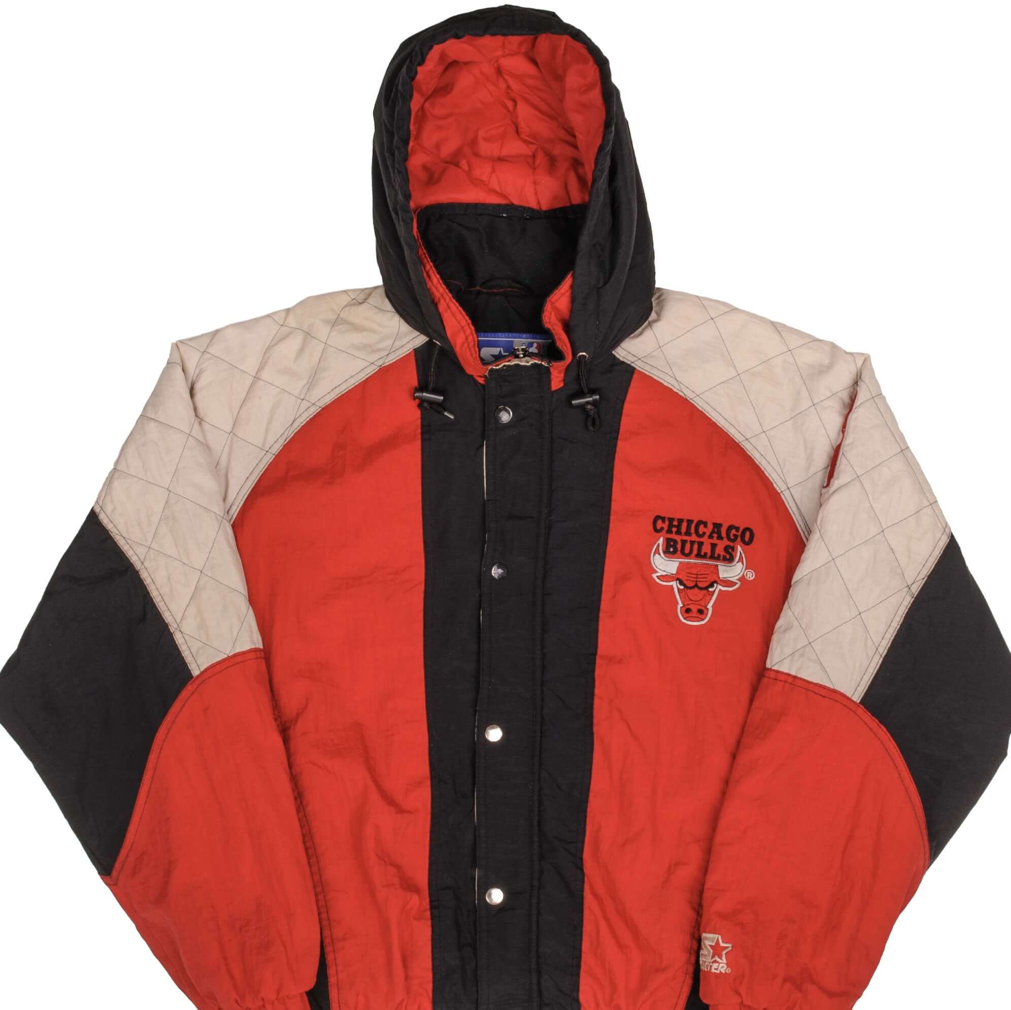 Vintage Nba Chicago Bulls 1990S Hooded Windbreaker Starter Jacket Size Medium