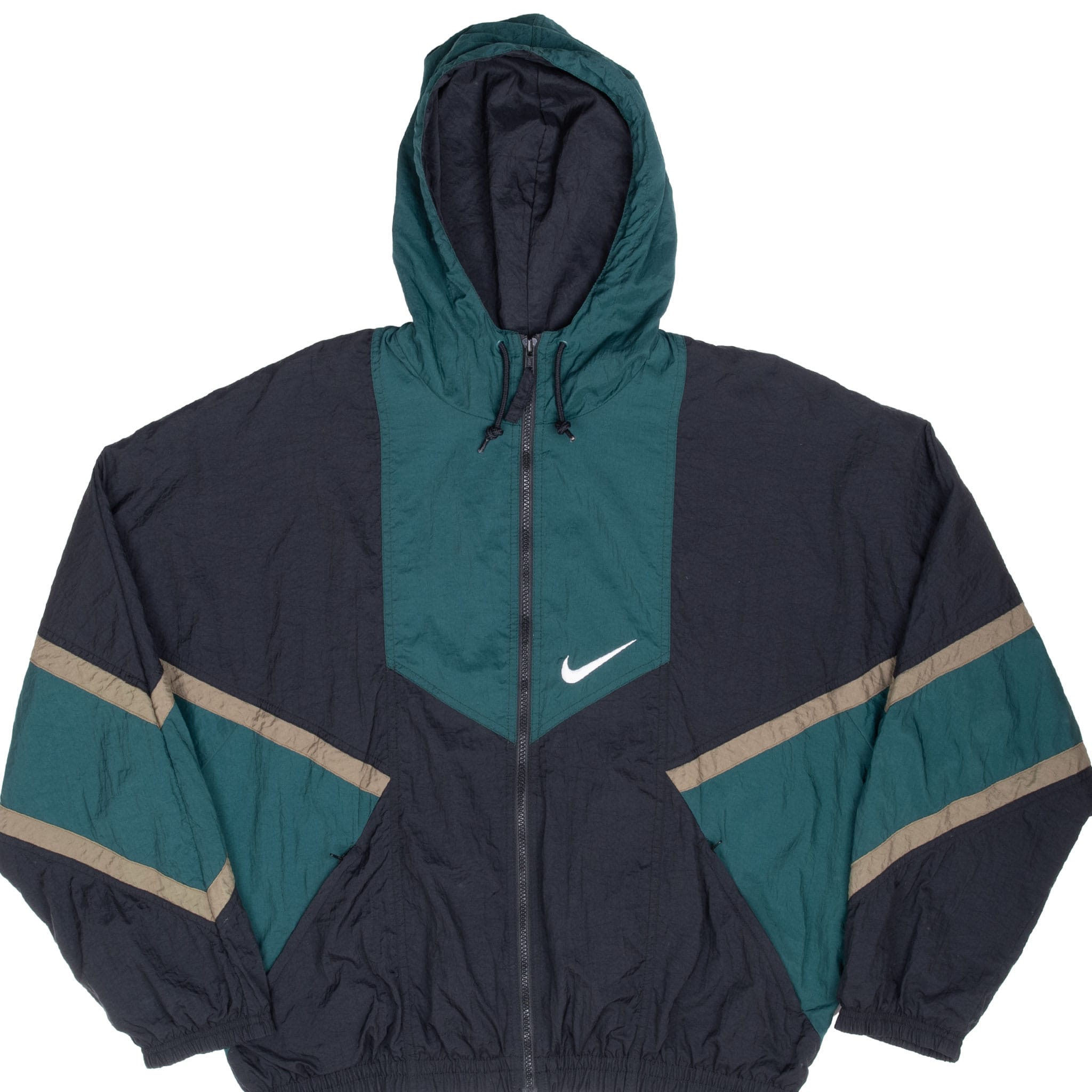 Vintage Nike Big Swoosh Green Windbreaker Jacket 1990S Size Large