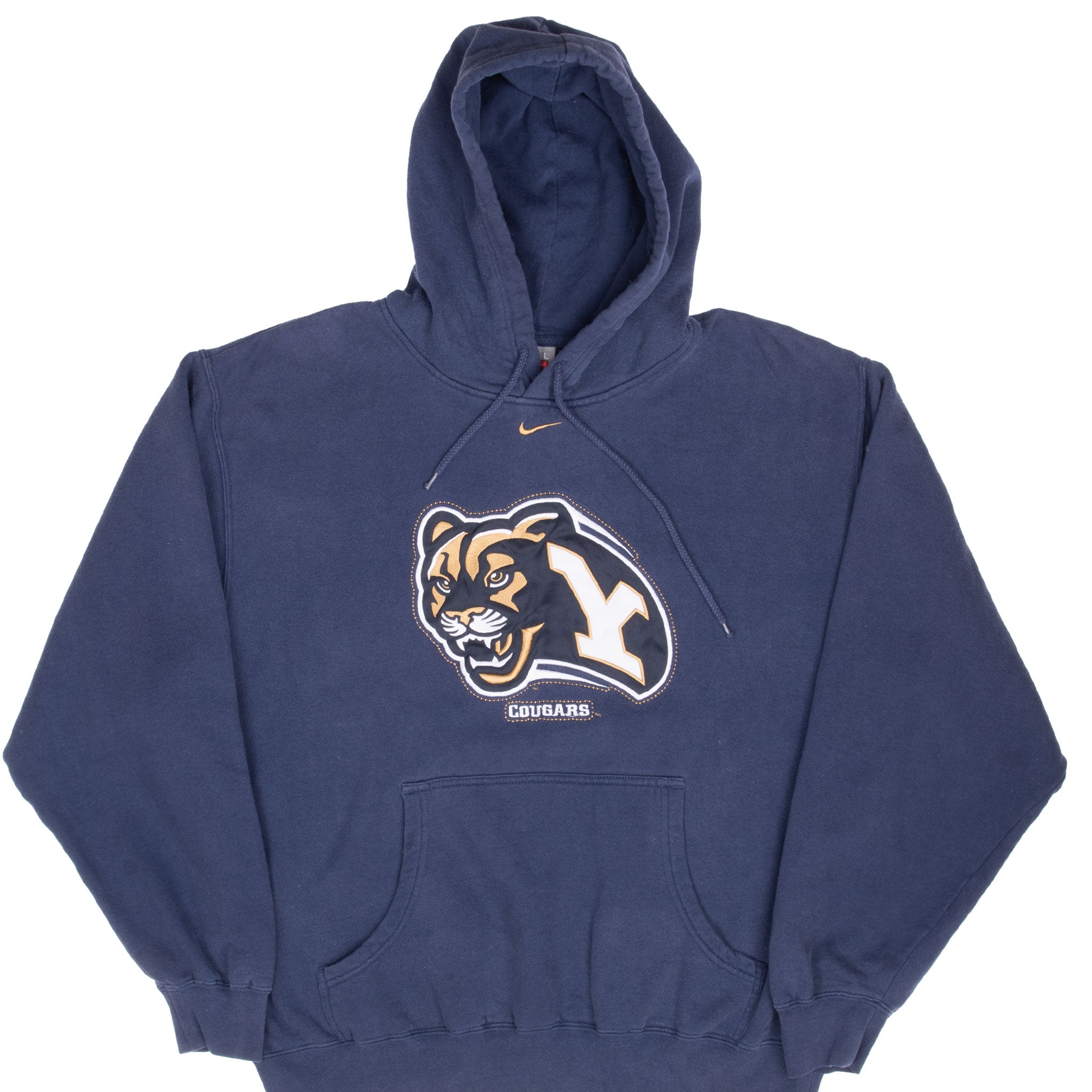 Vintage Nike Ncaa Byu Brigham Young Blue Hoodie Sweatshirt 2000S Size Large