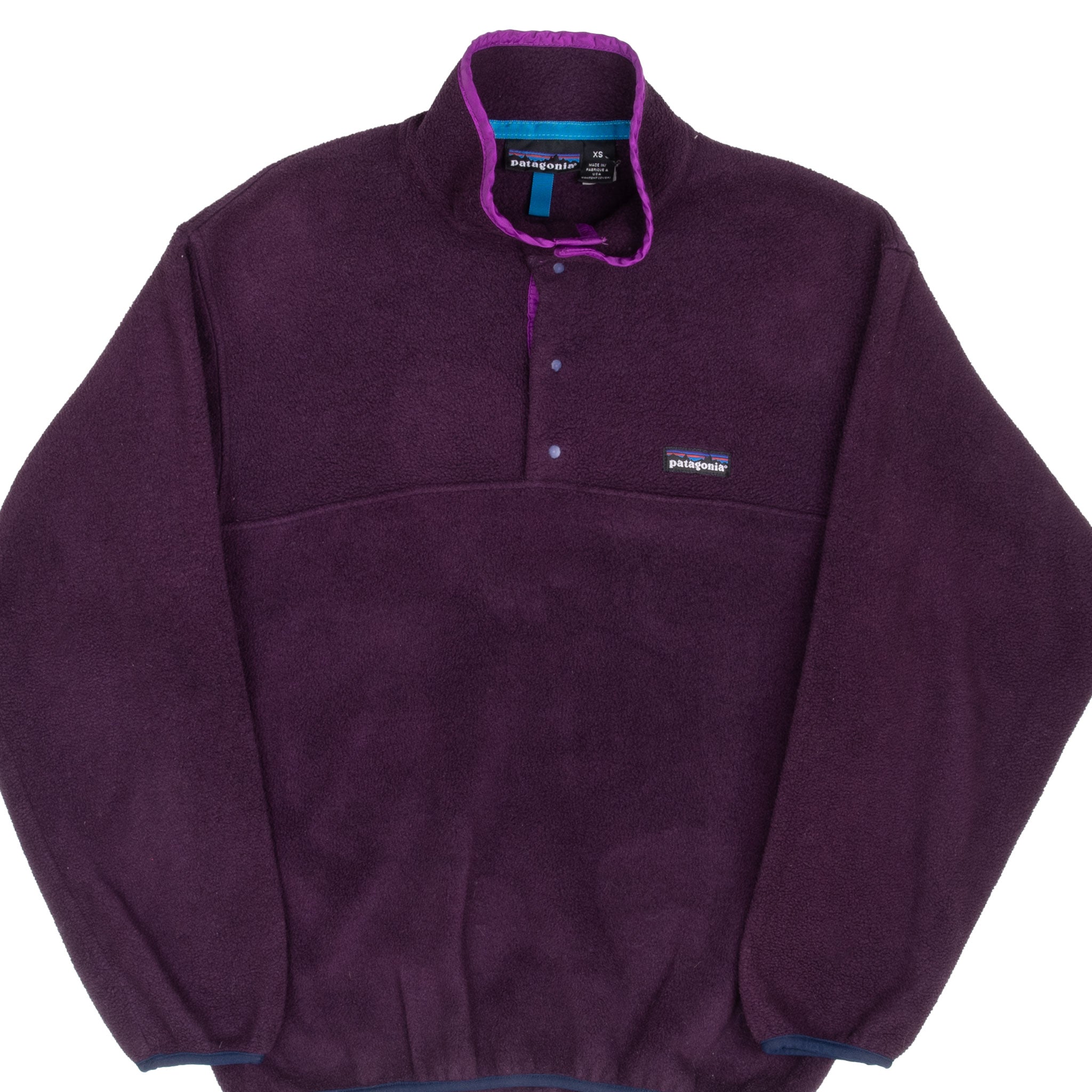 Vintage Patagonia 1990S Snap T Purple Fleece Pullover Size XS Made In Usa